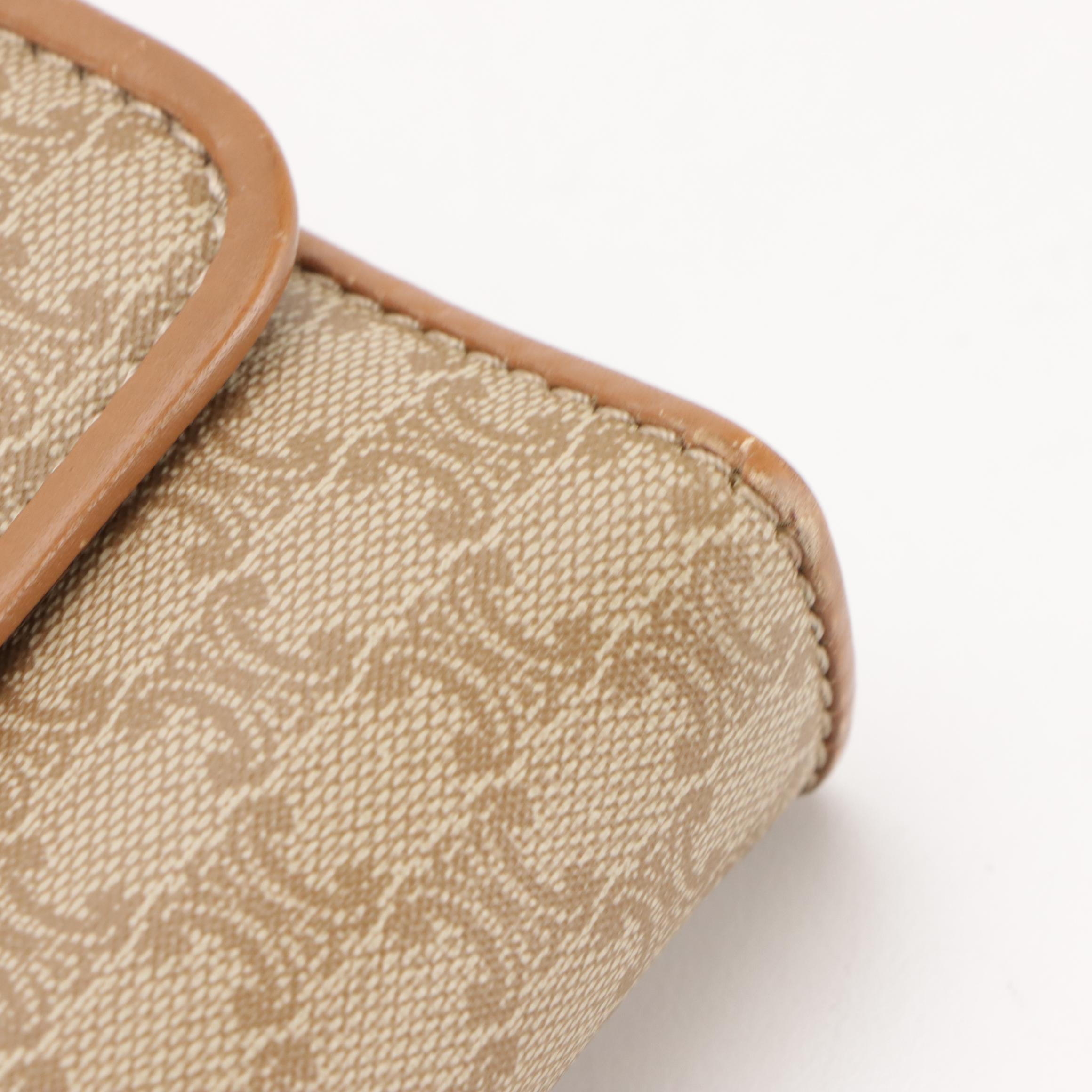 Celine Front Flap Crossbody Bag in Beige Macadam Canvas and Leather