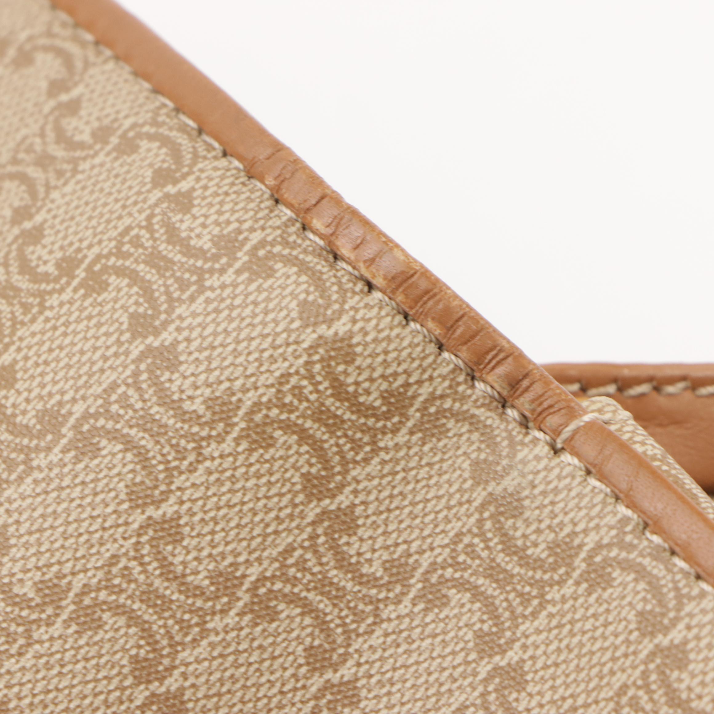 Celine Front Flap Crossbody Bag in Beige Macadam Canvas and Leather