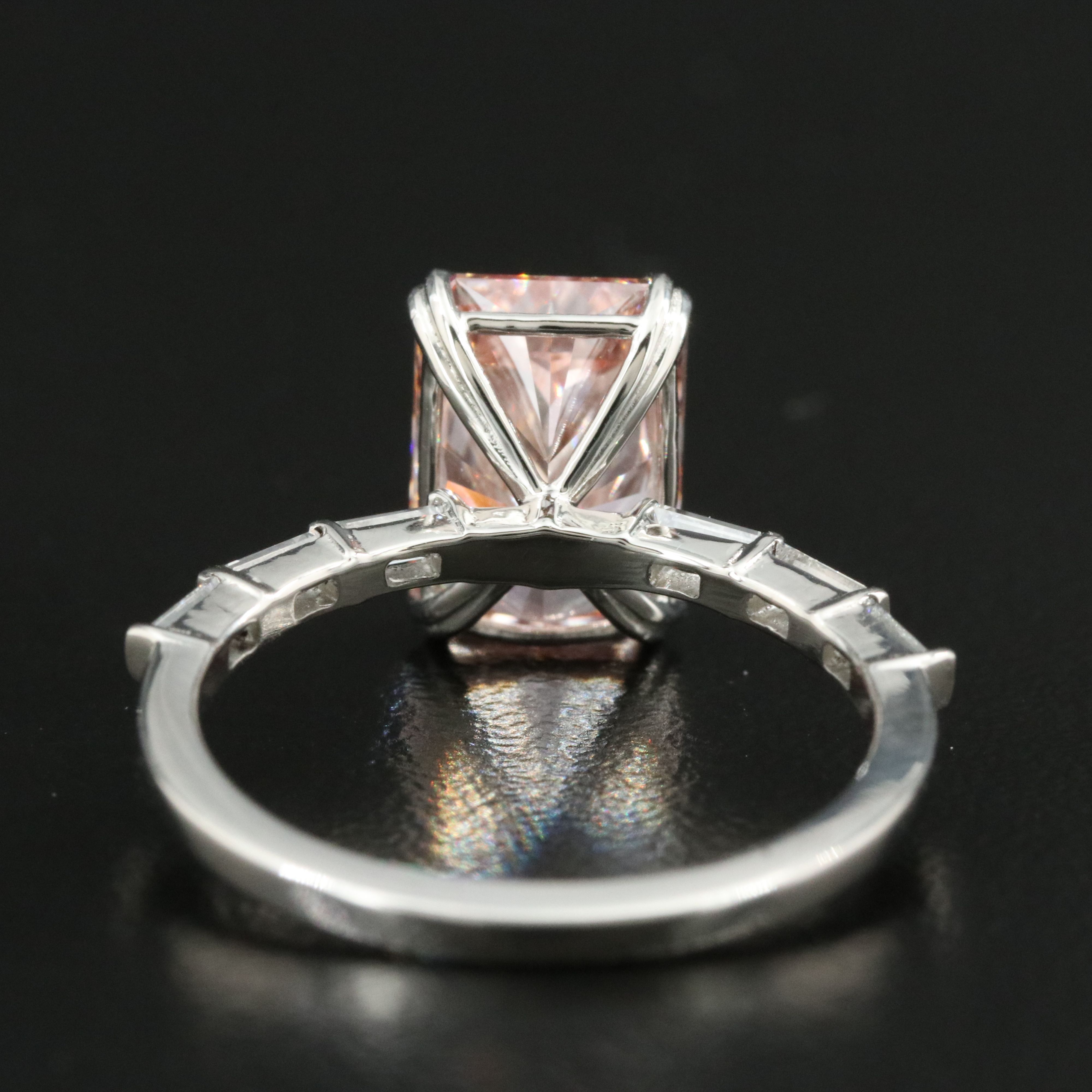 Platinum 3.36 CTW Lab Grown Diamond Ring with Fancy Pink Center and IGI Report