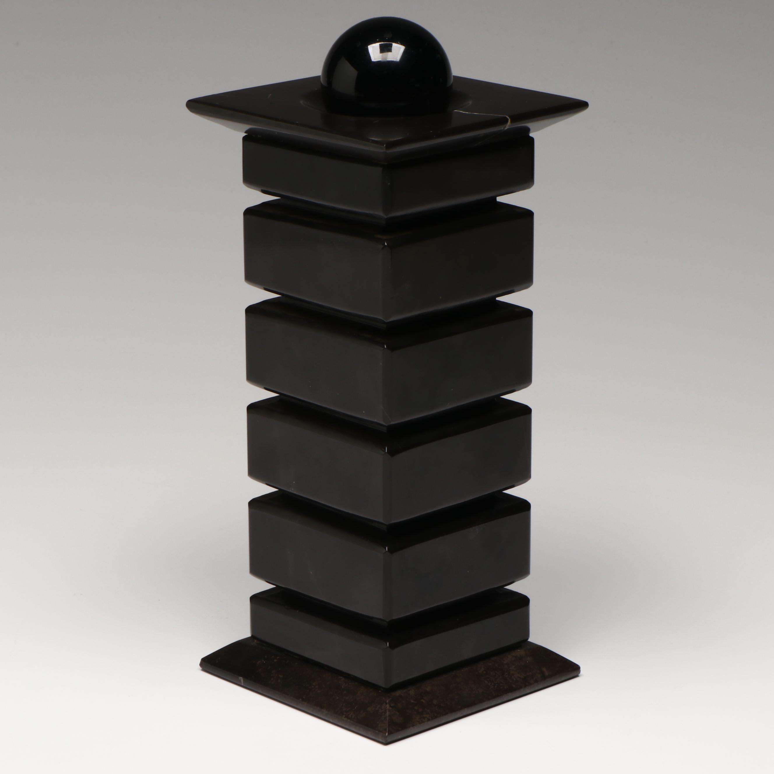 Geometric Stone Lidded Vessel