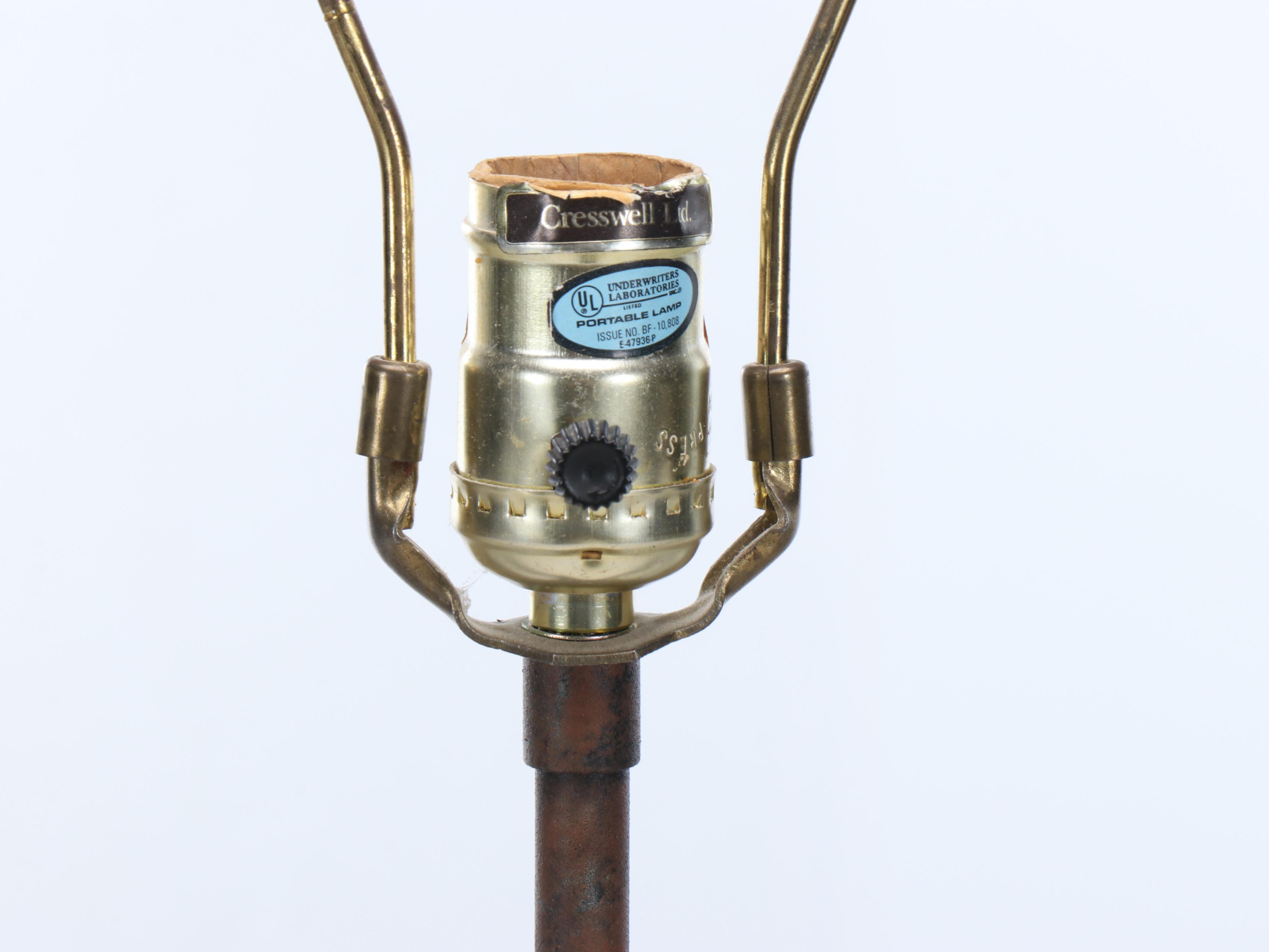 Creswell Ltd. Patinated Metal Bent Pipe Table Lamp with Square Cotton Shade