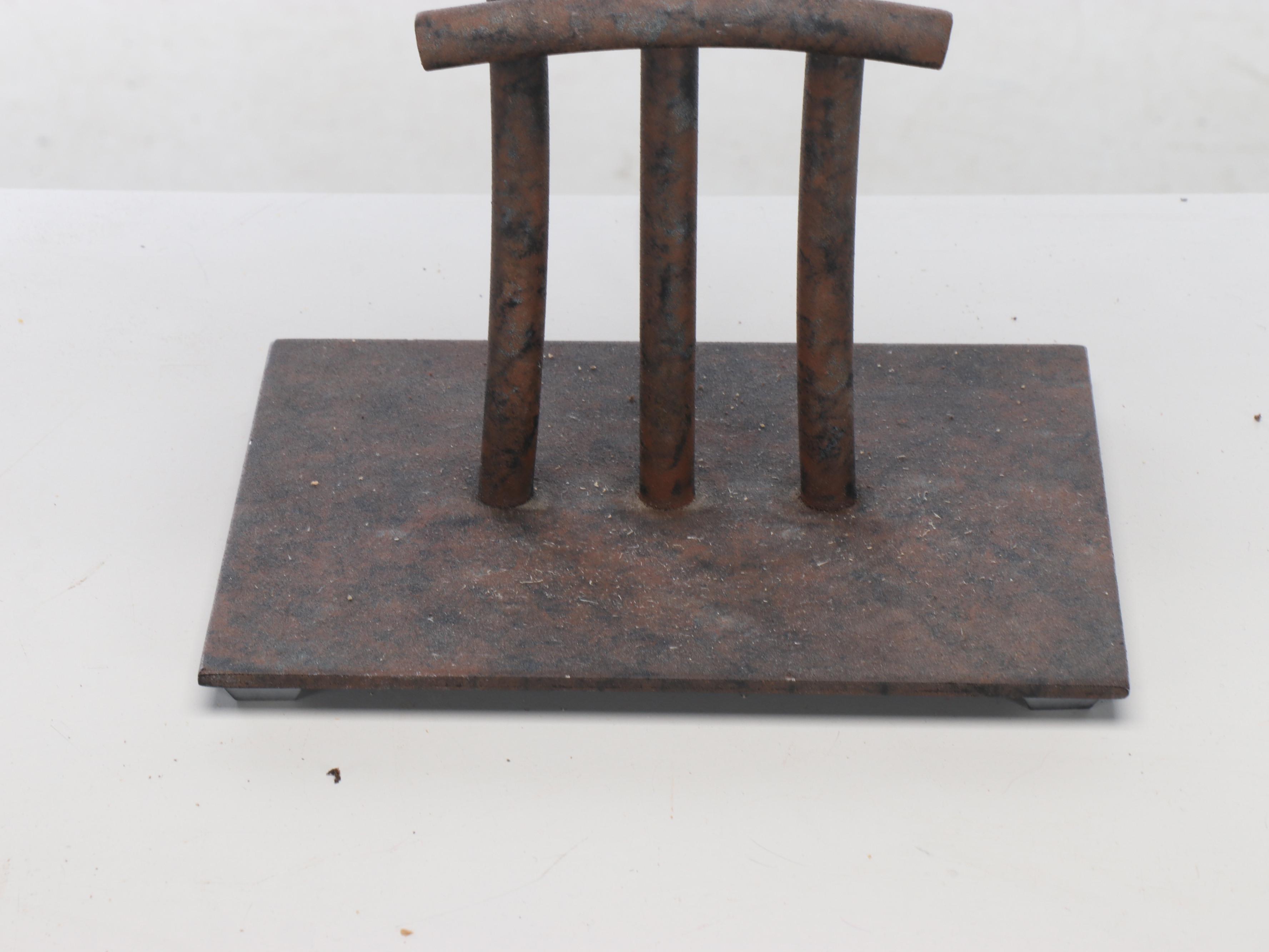 Creswell Ltd. Patinated Metal Bent Pipe Table Lamp with Square Cotton Shade