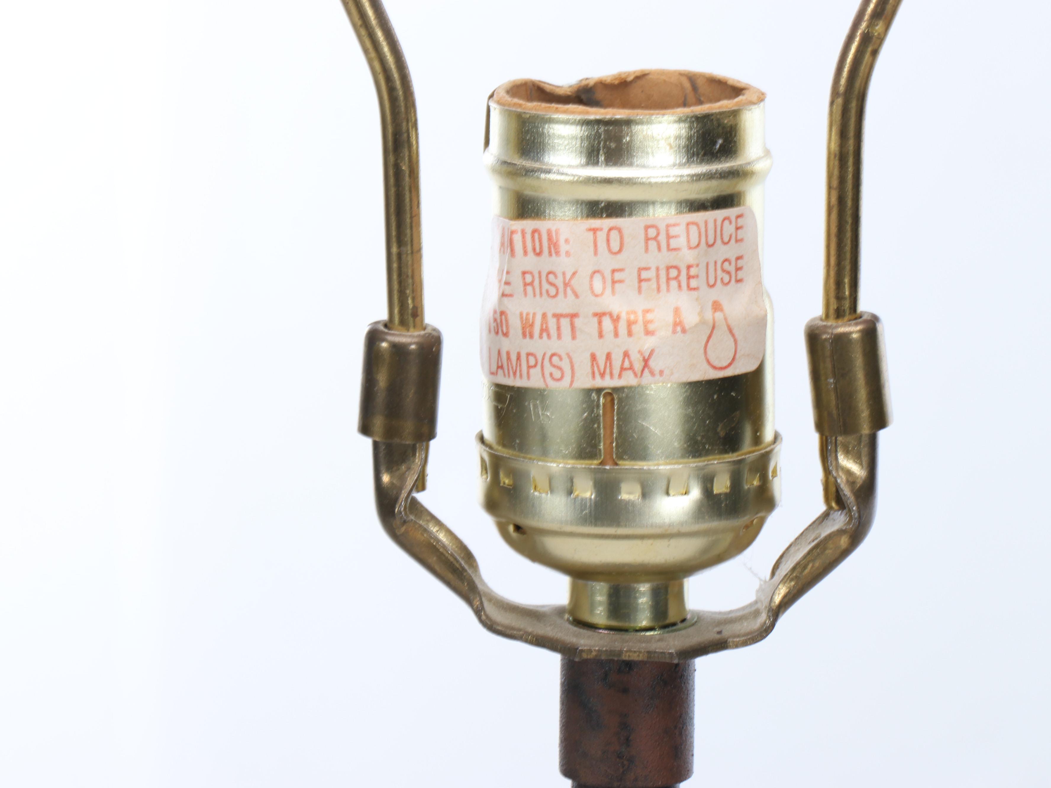 Creswell Ltd. Patinated Metal Bent Pipe Table Lamp with Square Cotton Shade