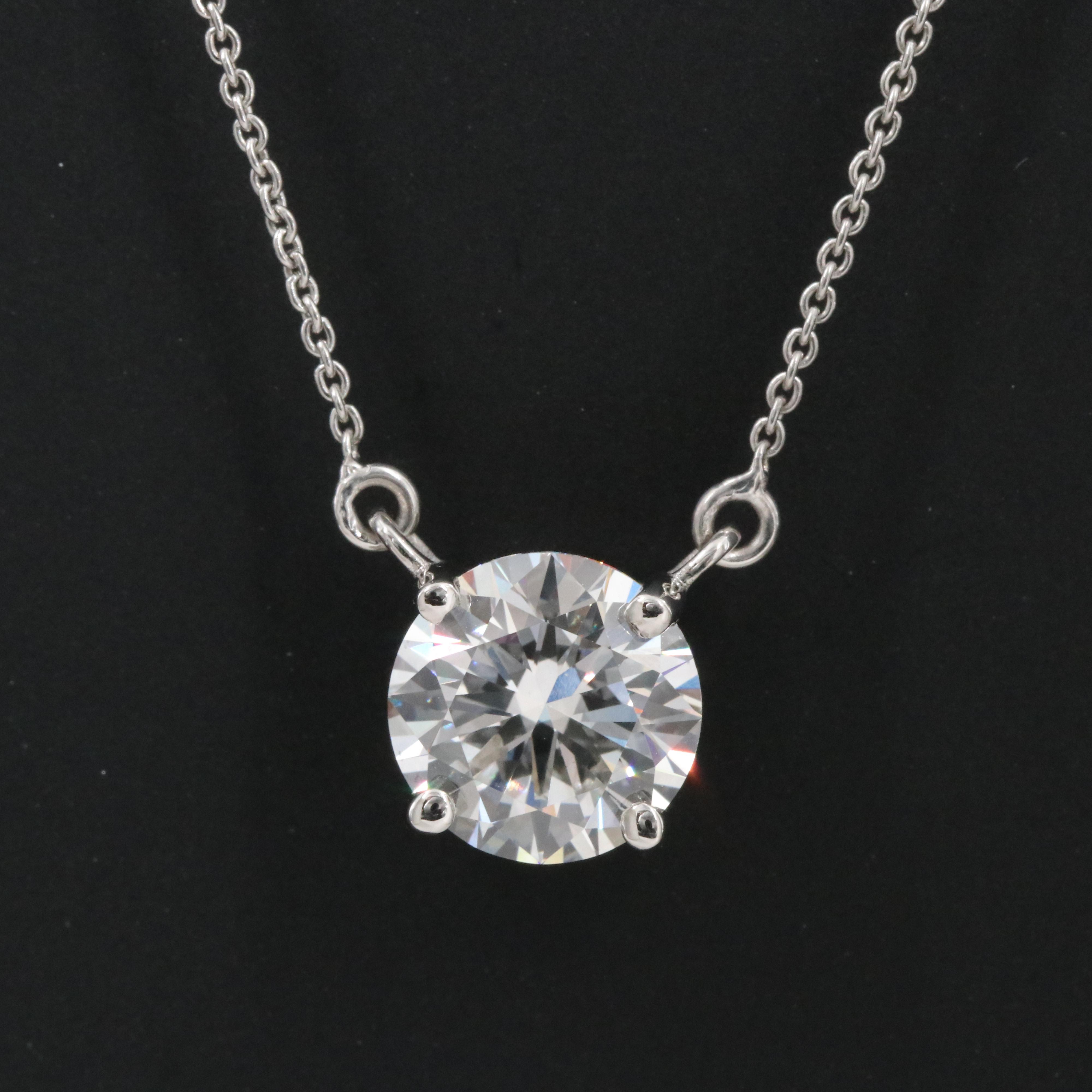 Platinum 3.04 CT Lab Grown Diamond Solitaire Necklace with IGI Report