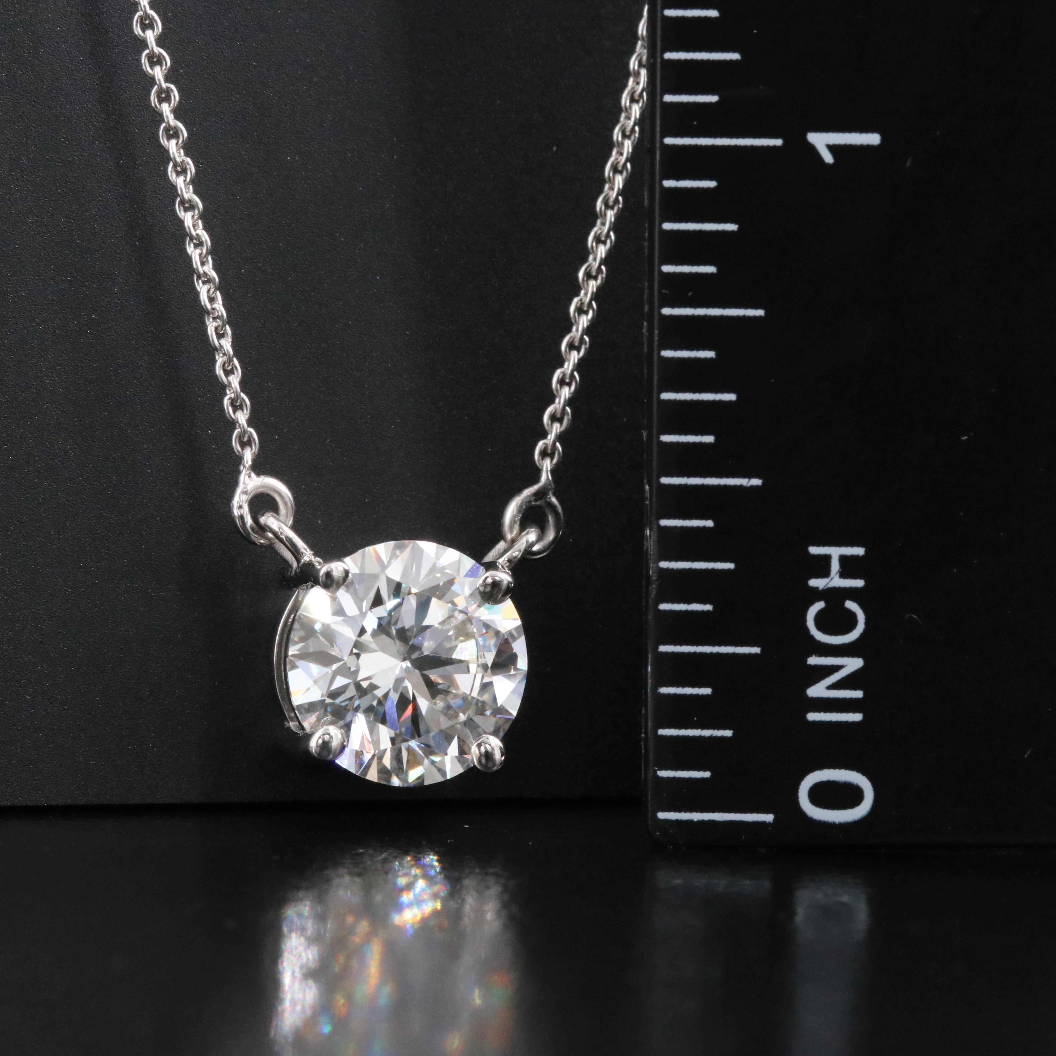 Platinum 3.04 CT Lab Grown Diamond Solitaire Necklace with IGI Report