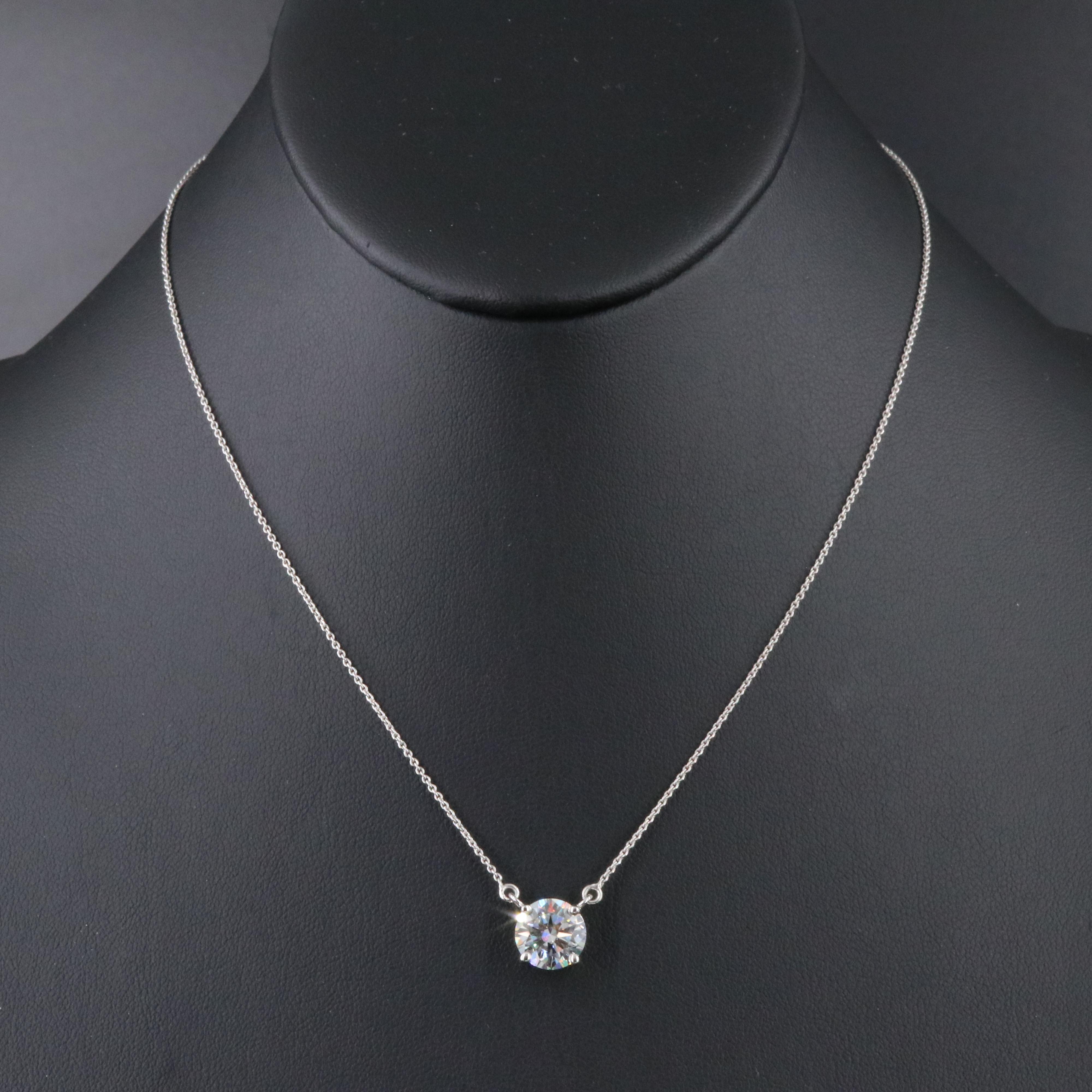 Platinum 3.04 CT Lab Grown Diamond Solitaire Necklace with IGI Report