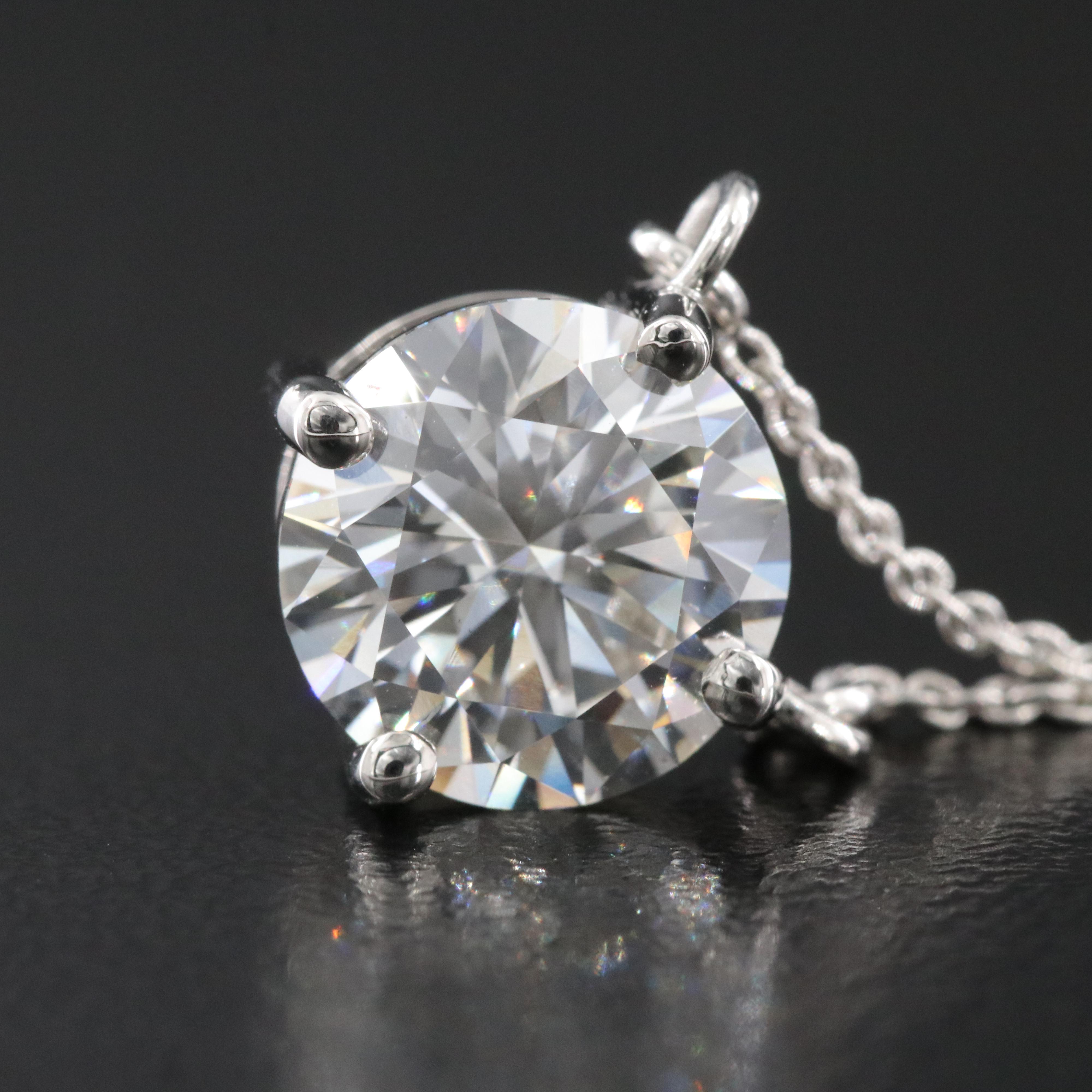 Platinum 3.04 CT Lab Grown Diamond Solitaire Necklace with IGI Report