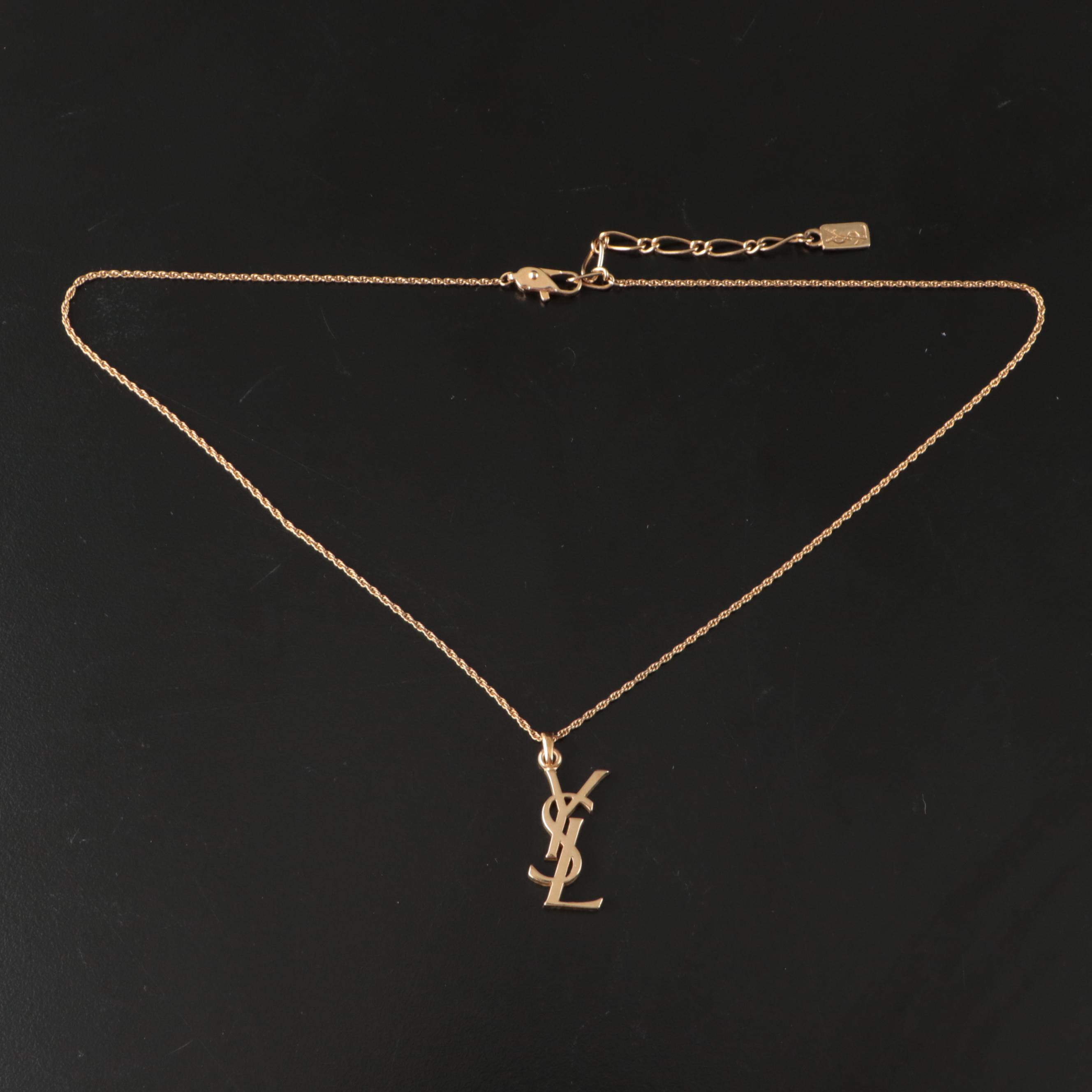 Yves Saint Laurent Monogram Pendant Necklace