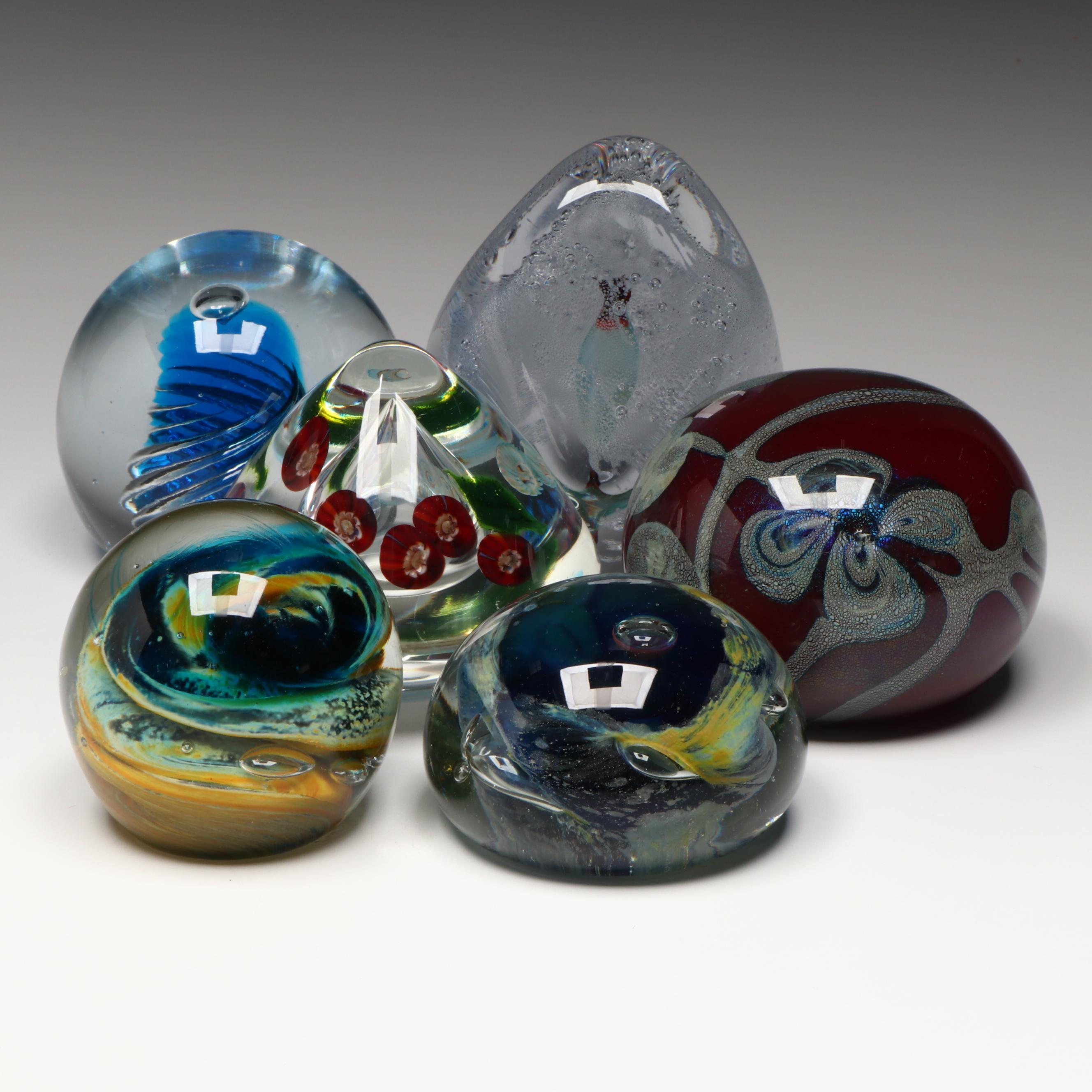 Blenko, Kuhn Studios, Artist Signed and More Glass Paperweights