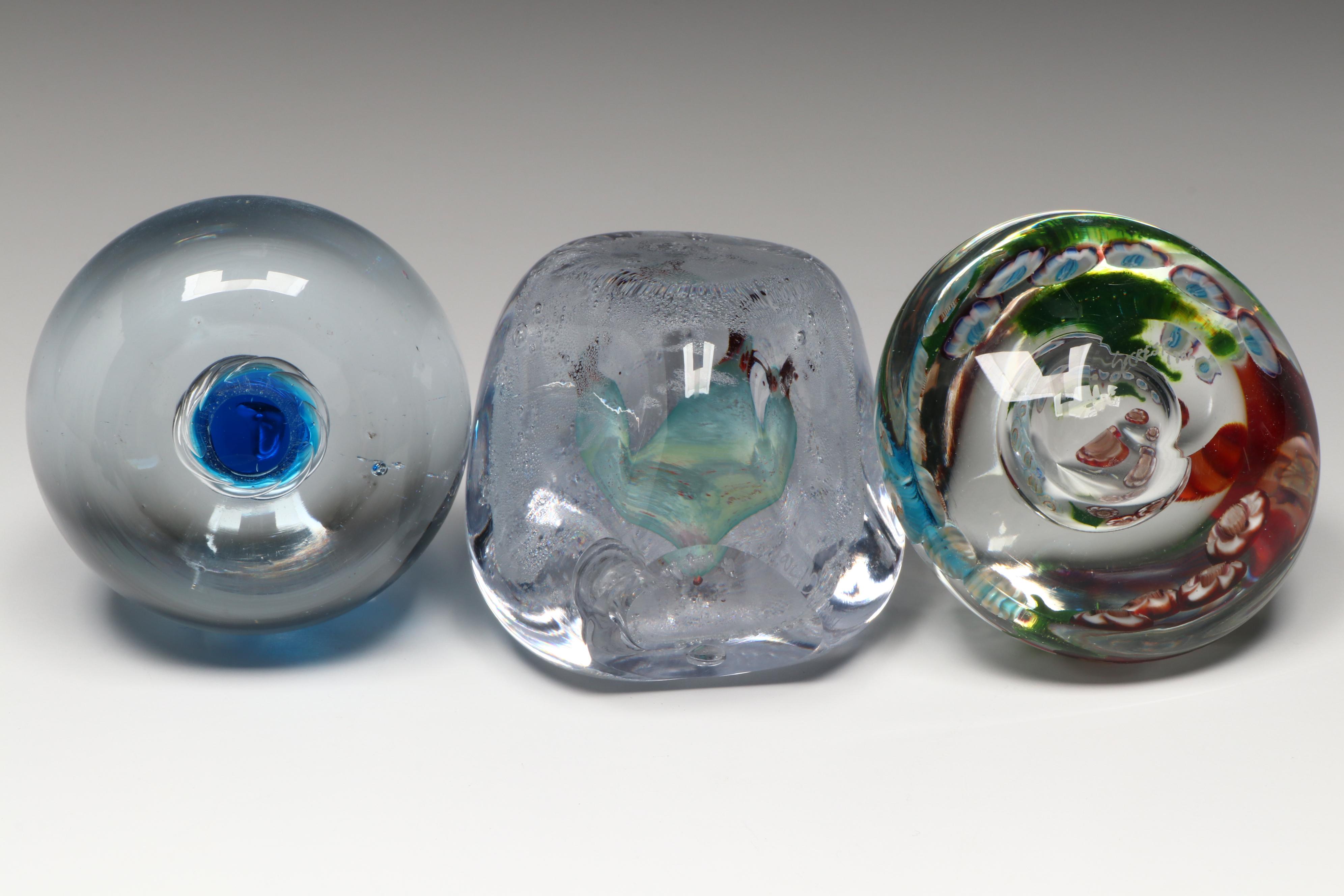 Blenko, Kuhn Studios, Artist Signed and More Glass Paperweights