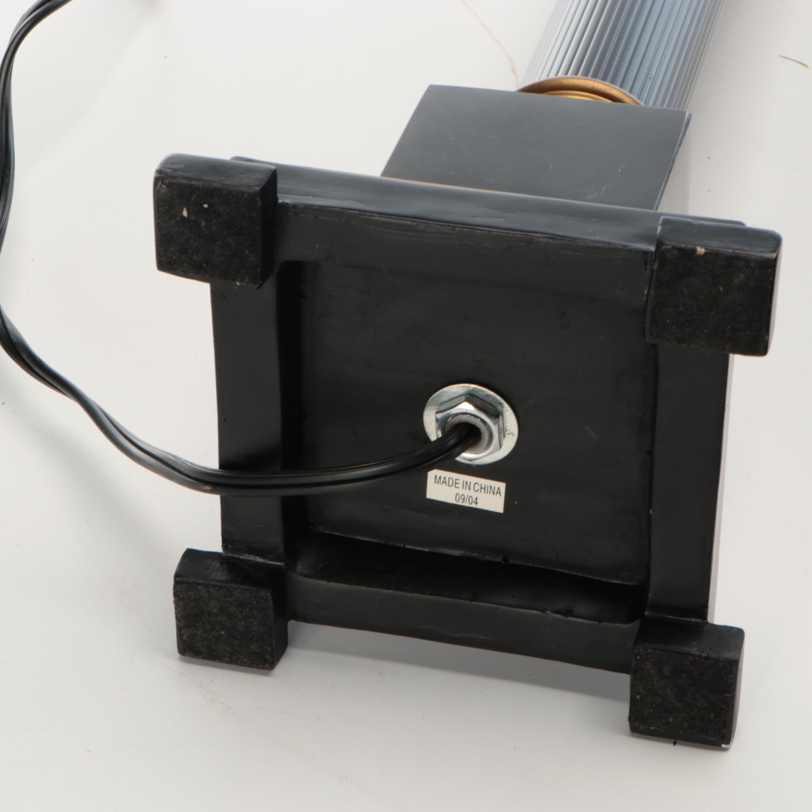 Robert Abbey Neoclassical Style Acrylic Fluted Column Table Lamps, Paper Shades