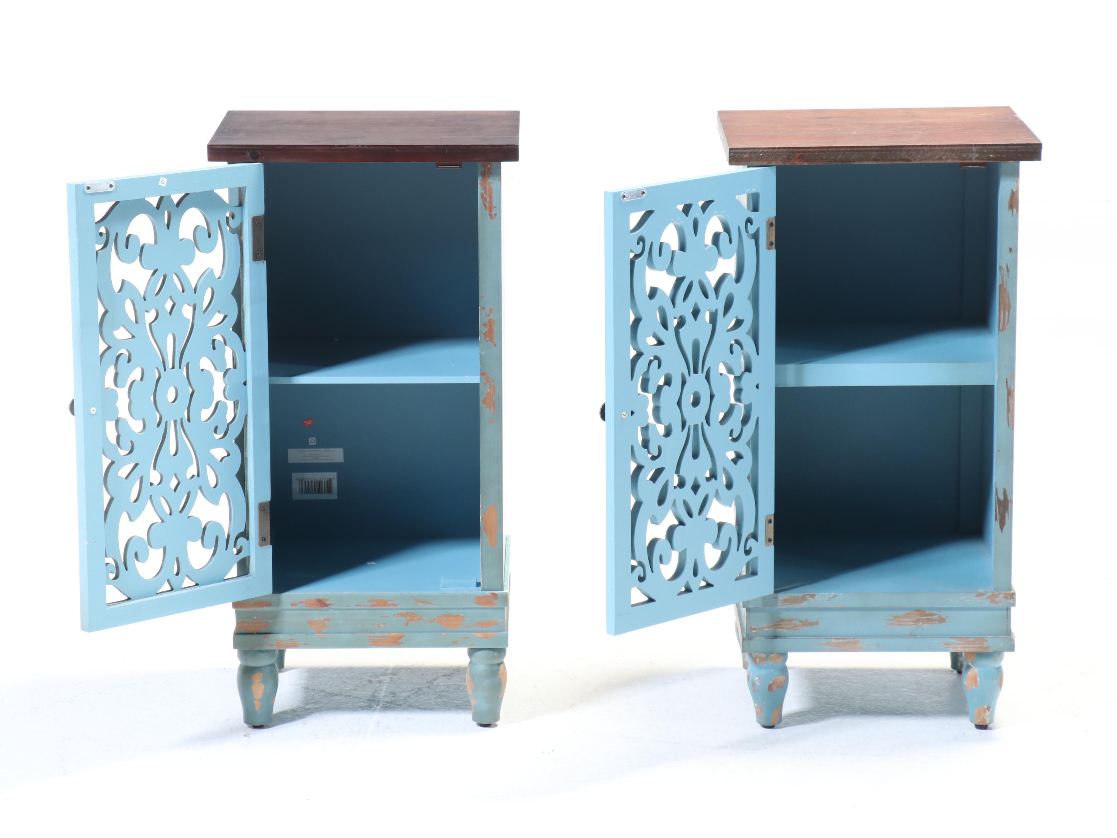 Pair of Chicago Stool and Chair Inc. Parcel-Painted Wood Commodes