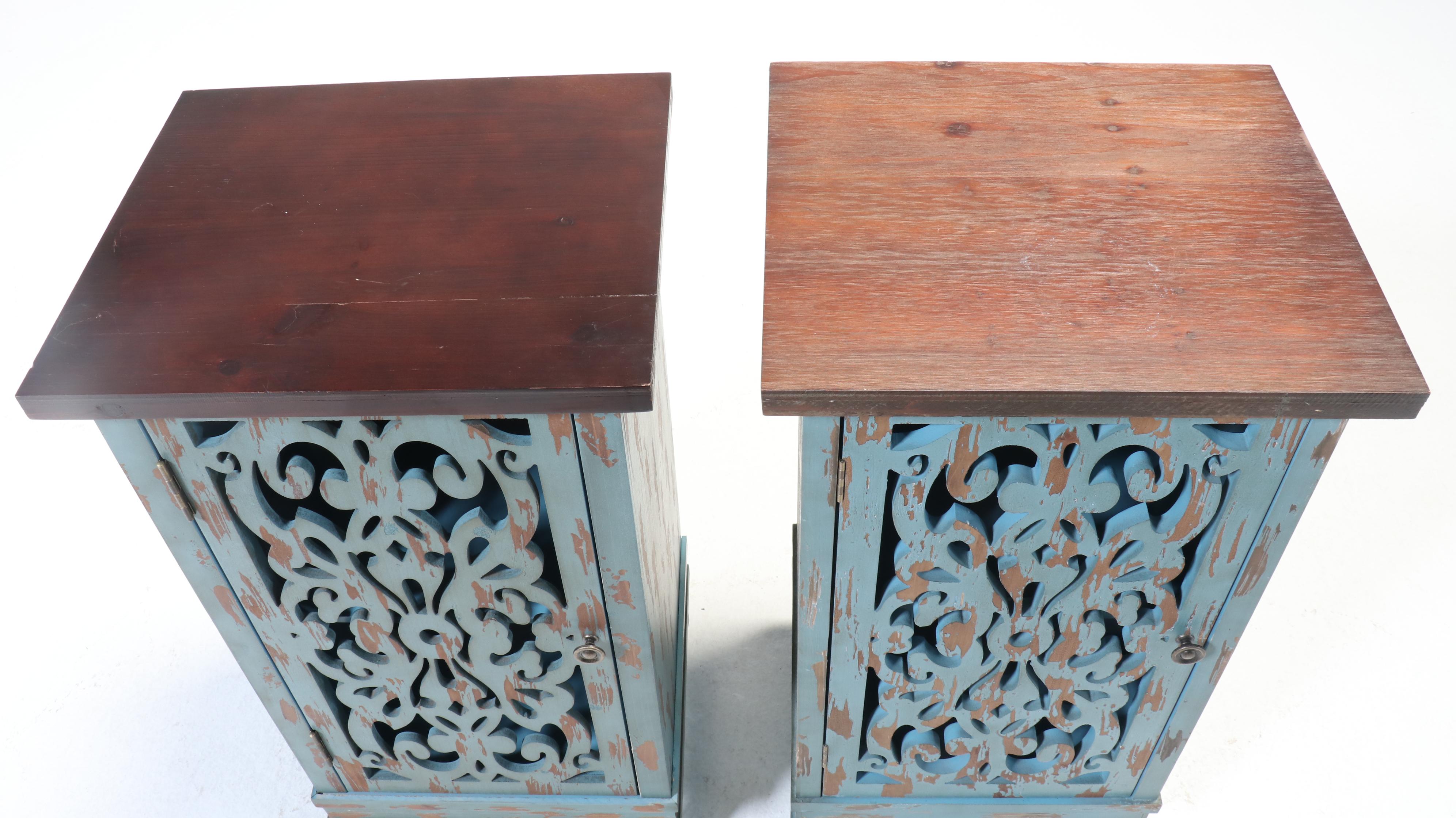 Pair of Chicago Stool and Chair Inc. Parcel-Painted Wood Commodes