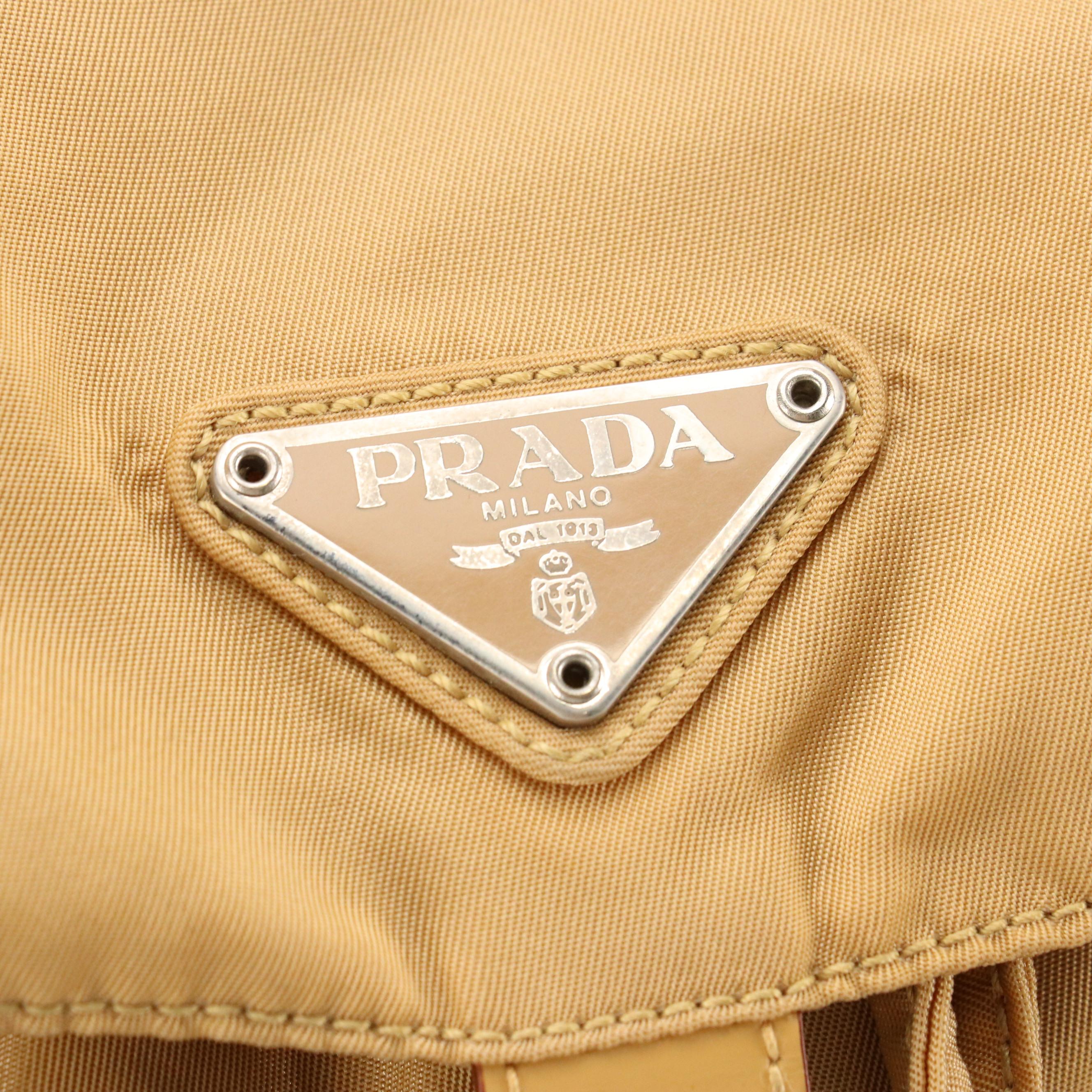 Prada Rucksack Backpack in Neutral Tessuto Nylon and Leather Trim