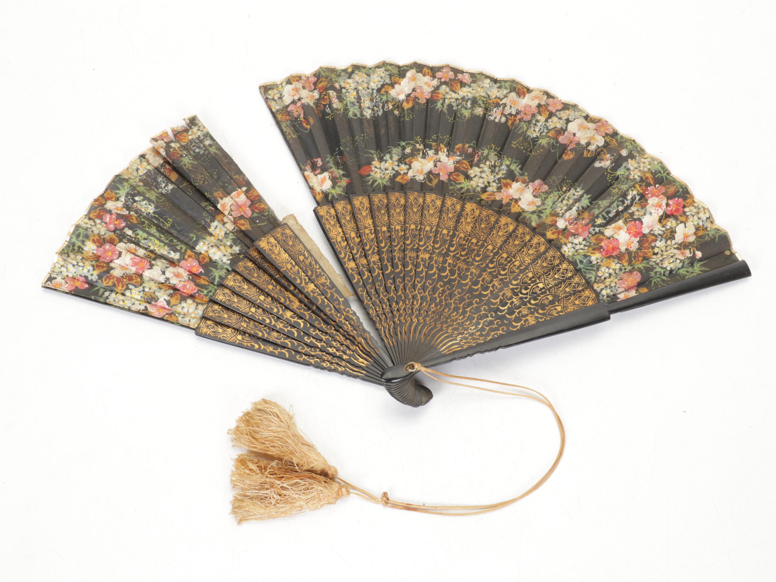 Lace & Fabric Floral Accordion Hand Fans & Wall Decor