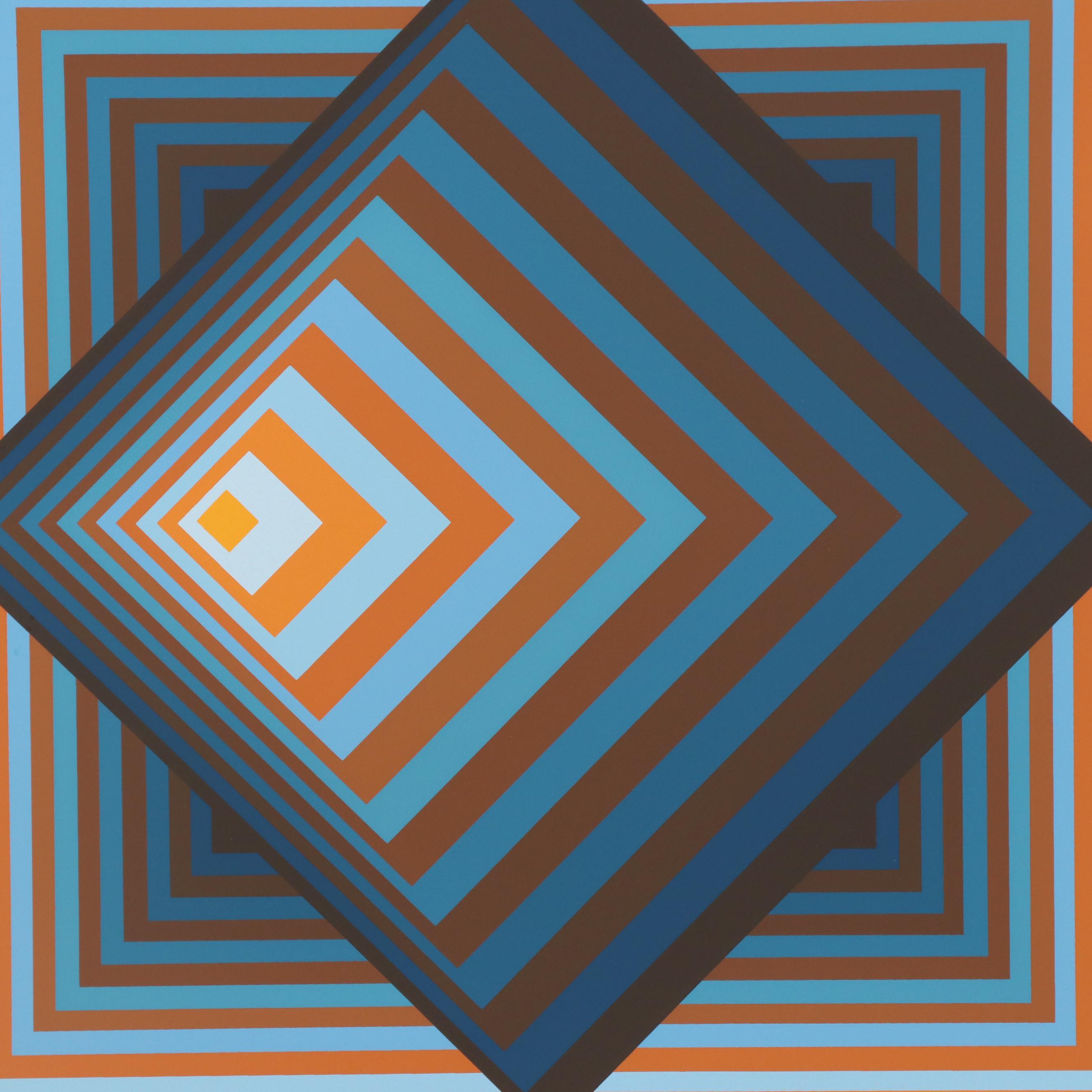 Jürgen Peters Op Art "Pyramidal Contrast" Serigraph, 1981