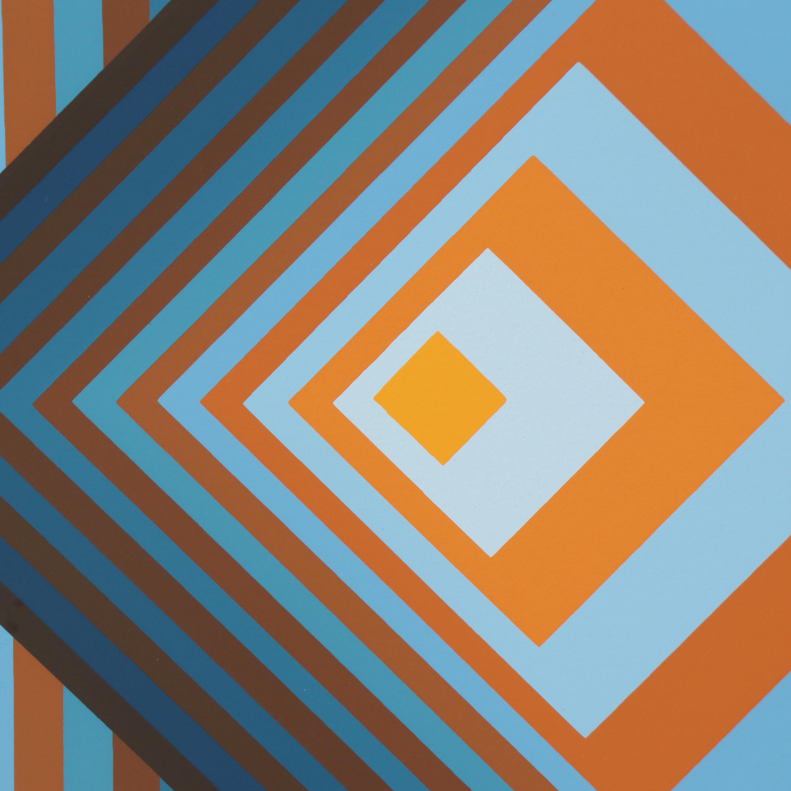 Jürgen Peters Op Art "Pyramidal Contrast" Serigraph, 1981