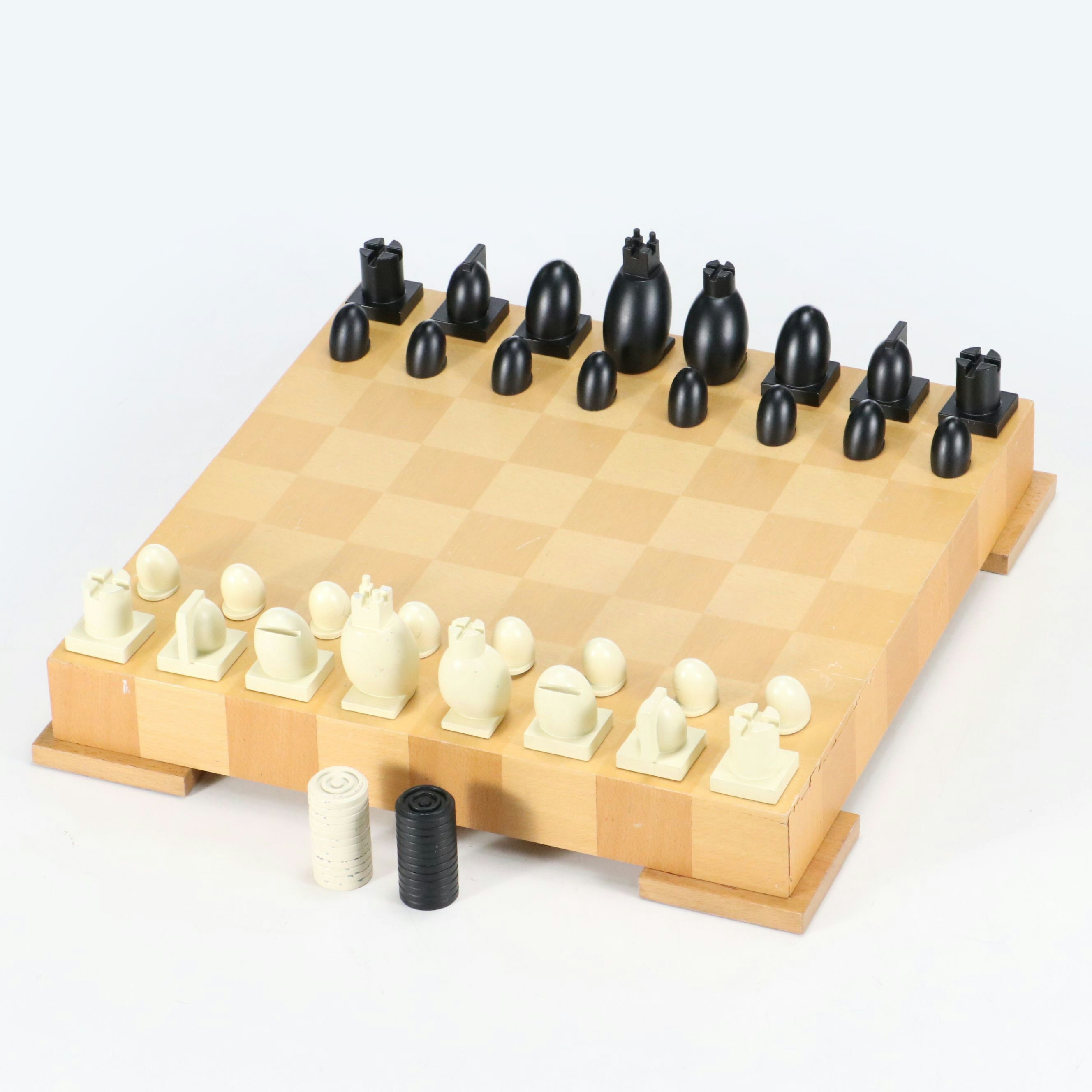 Michael Graves Postmodernist Style Chess and Checkers Set