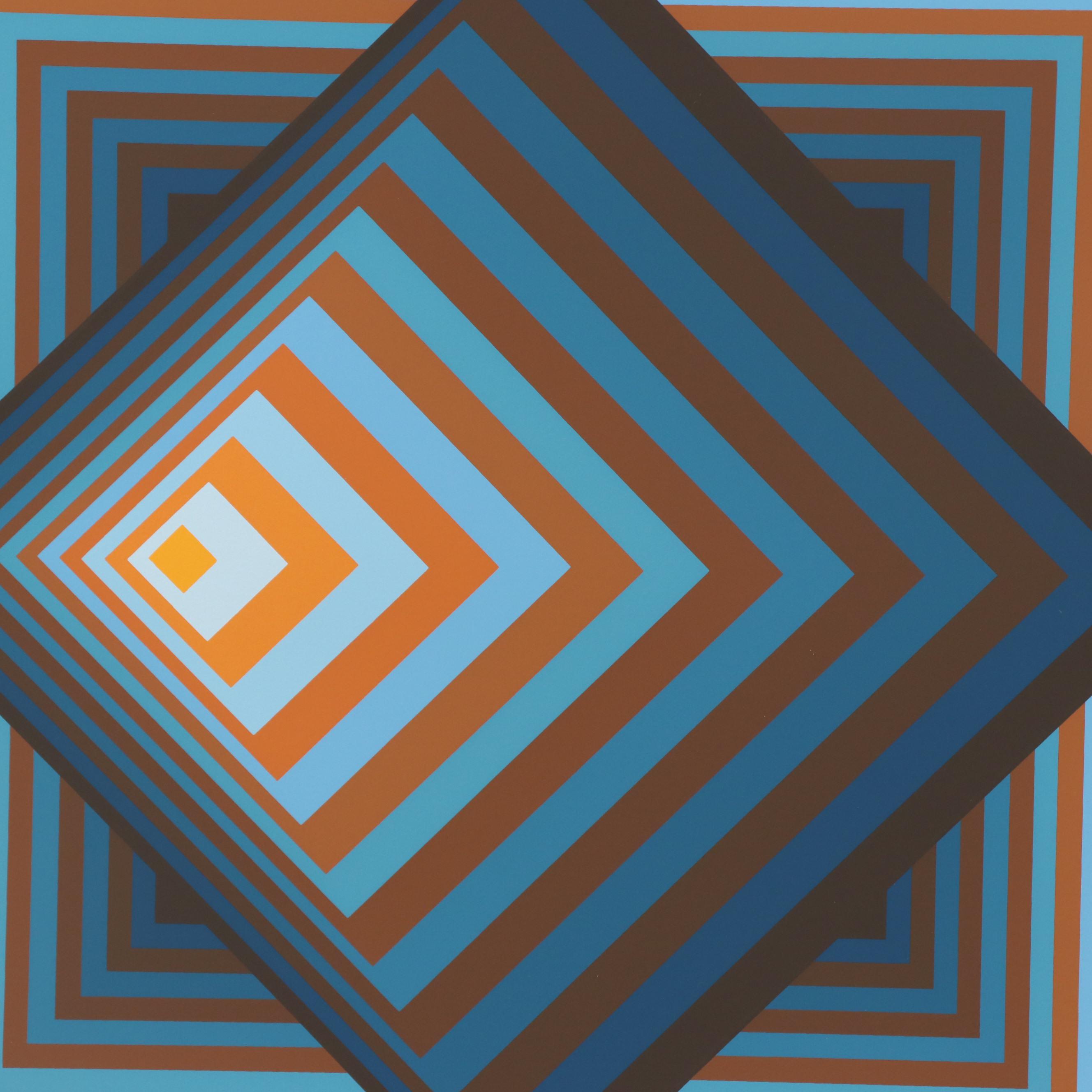 Jürgen Peters Op Art "Pyramidal Contrast" Serigraph, 1981