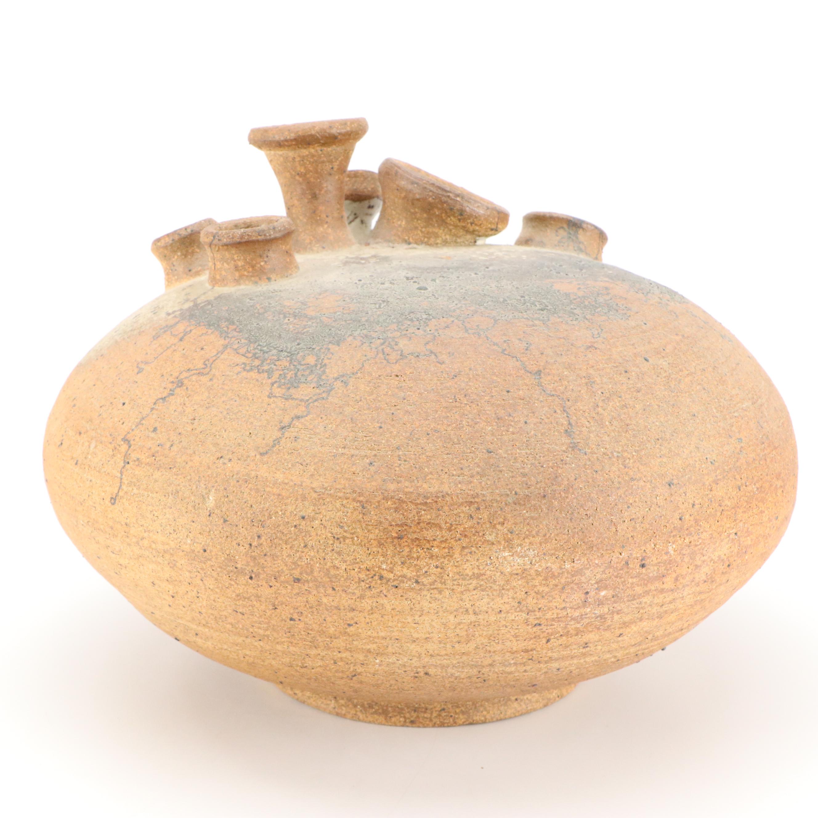 Artist Signed Ceramic Seven Spout Vase