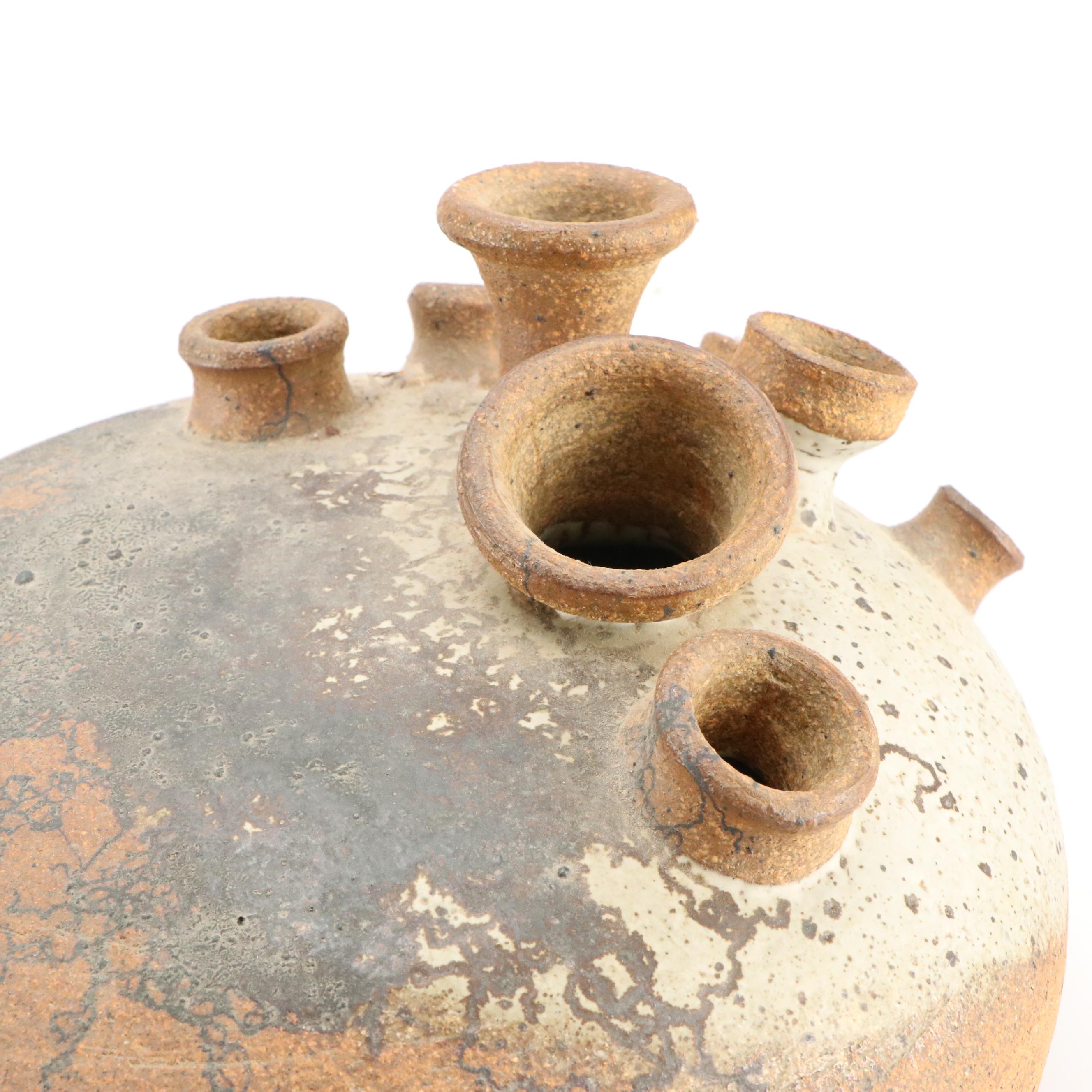 Artist Signed Ceramic Seven Spout Vase