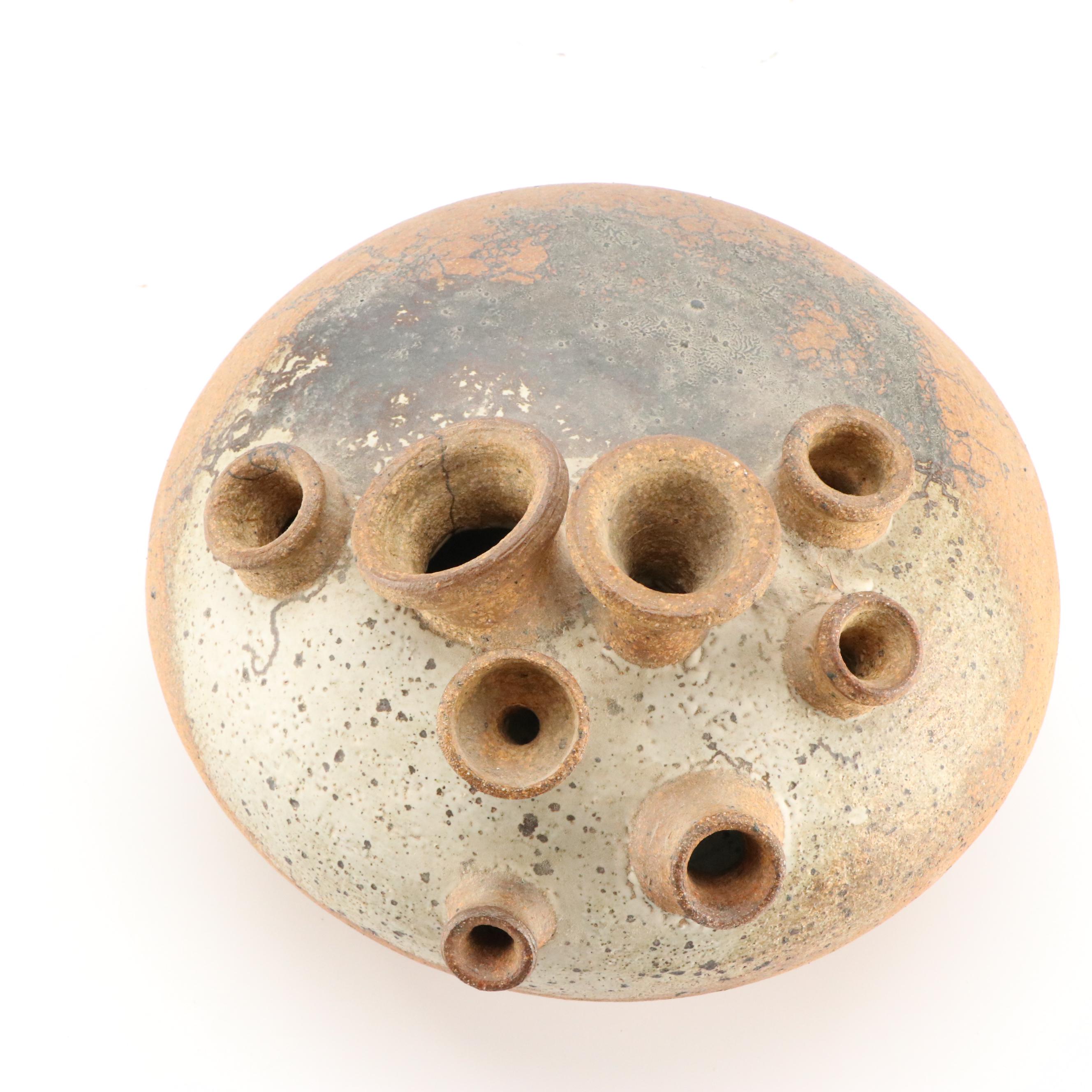 Artist Signed Ceramic Seven Spout Vase