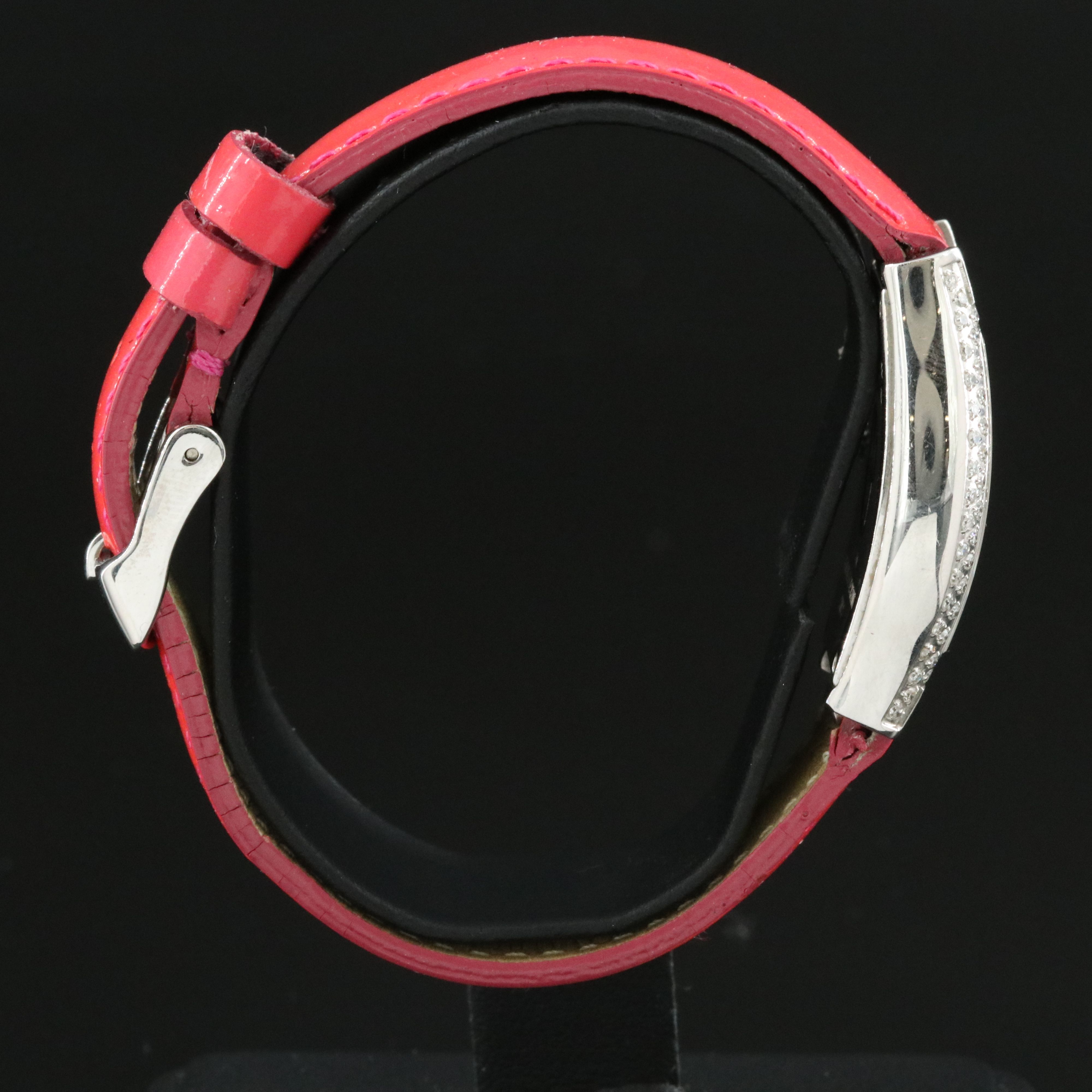 Michele Coquette Diamond Pink Guilloche Dial Stainless Steel Watch