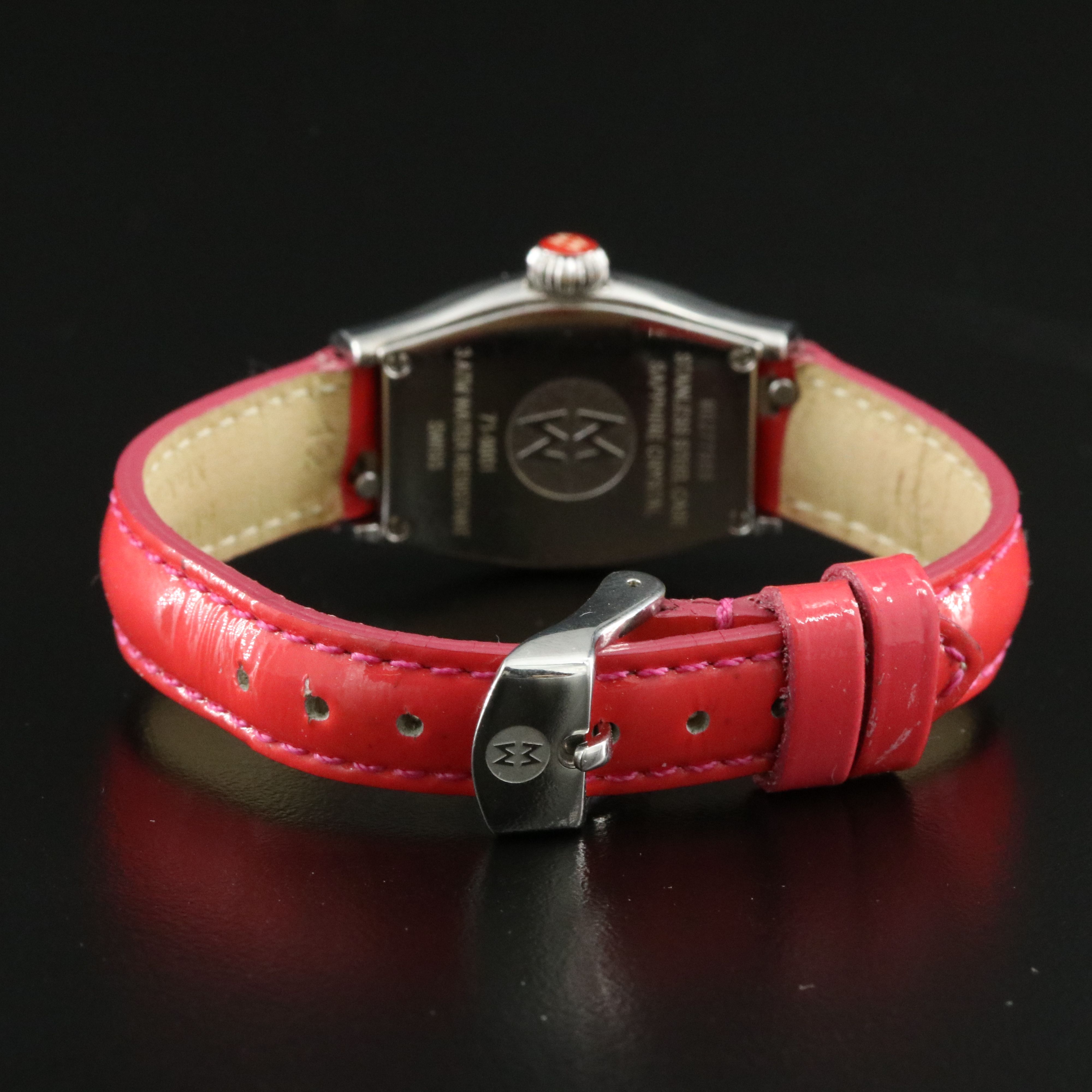 Michele Coquette Diamond Pink Guilloche Dial Stainless Steel Watch