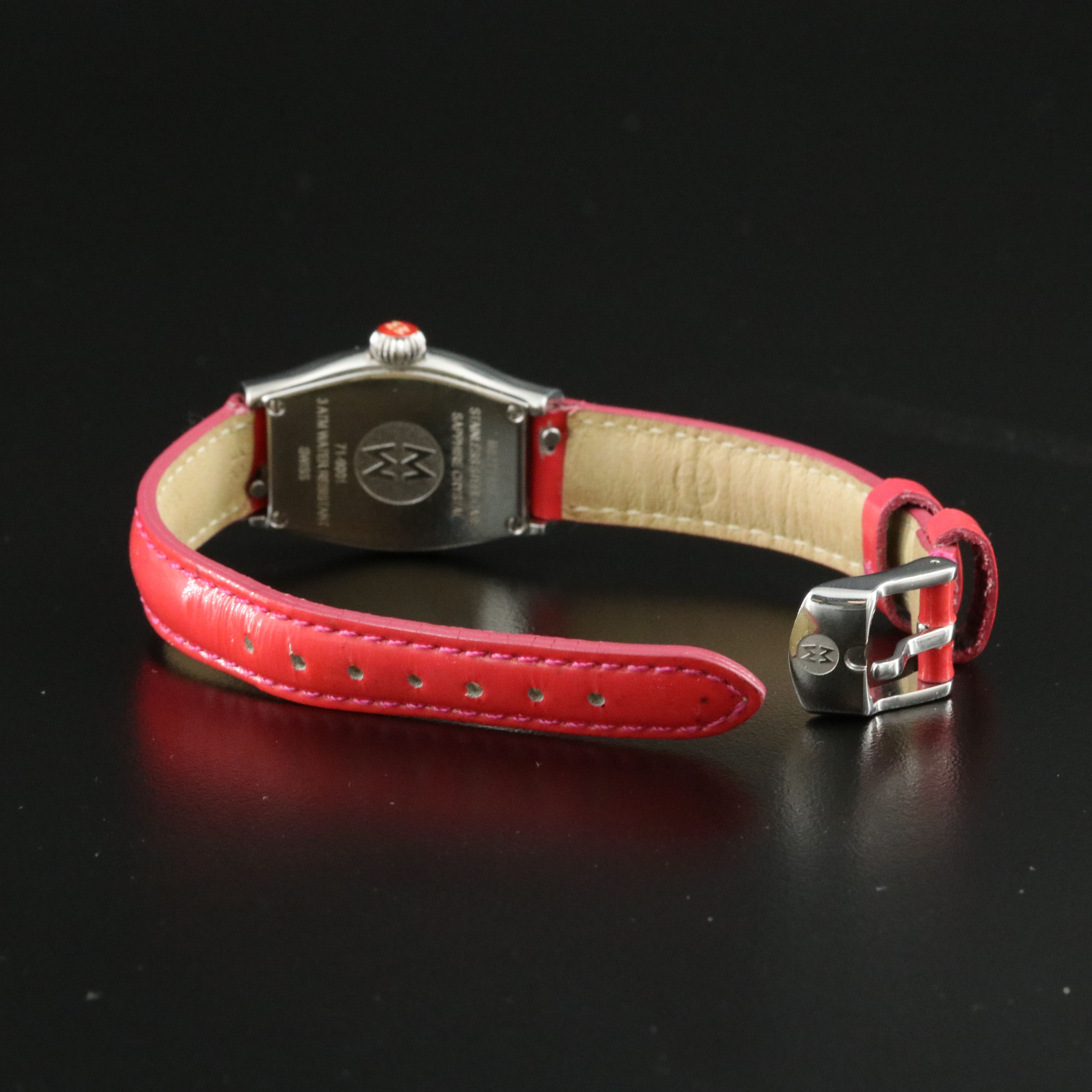 Michele Coquette Diamond Pink Guilloche Dial Stainless Steel Watch