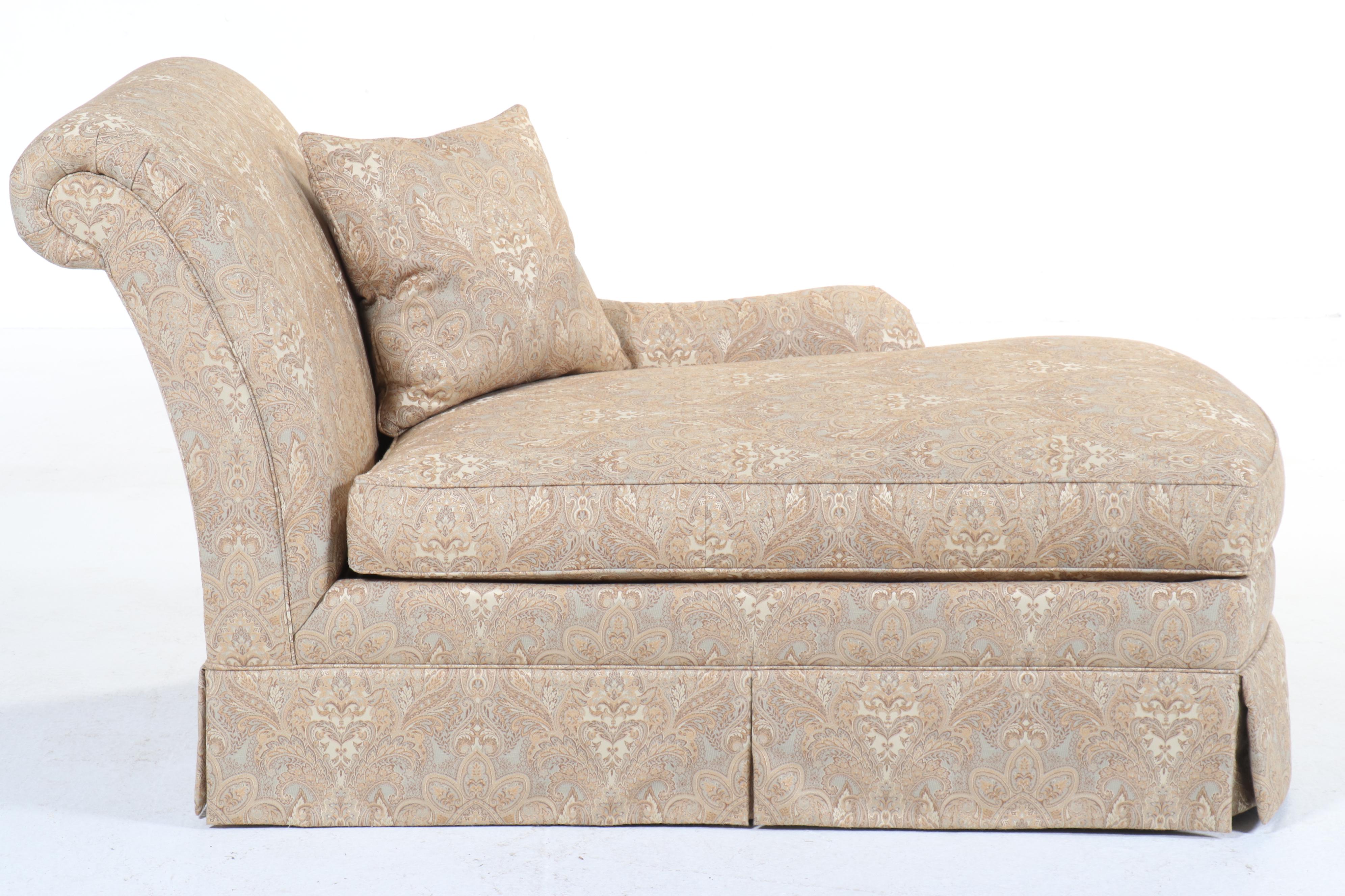 Ethan Allen Paisley Fabric Upholstered Chaise Lounge, 2012