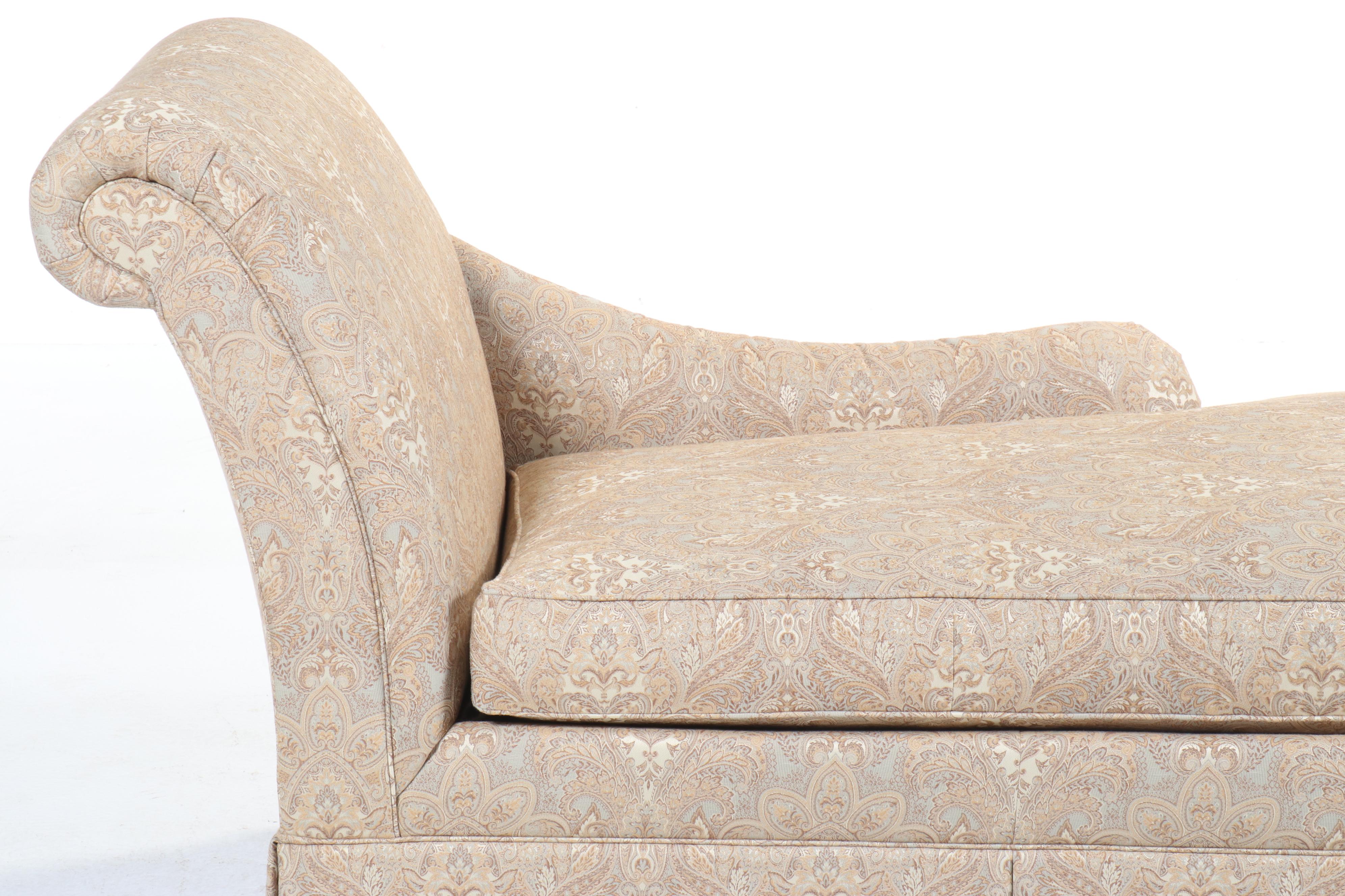 Ethan Allen Paisley Fabric Upholstered Chaise Lounge, 2012