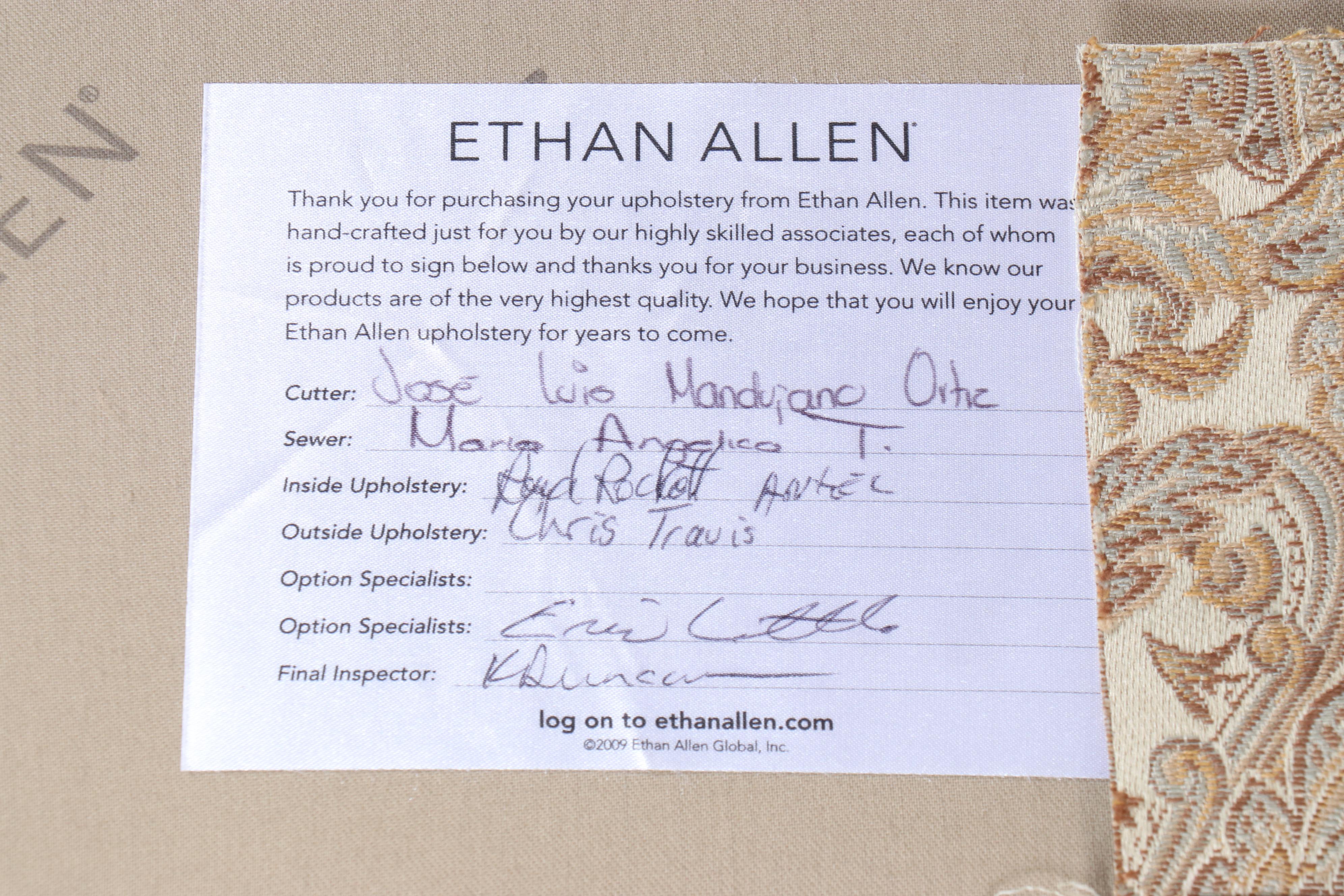 Ethan Allen Paisley Fabric Upholstered Chaise Lounge, 2012