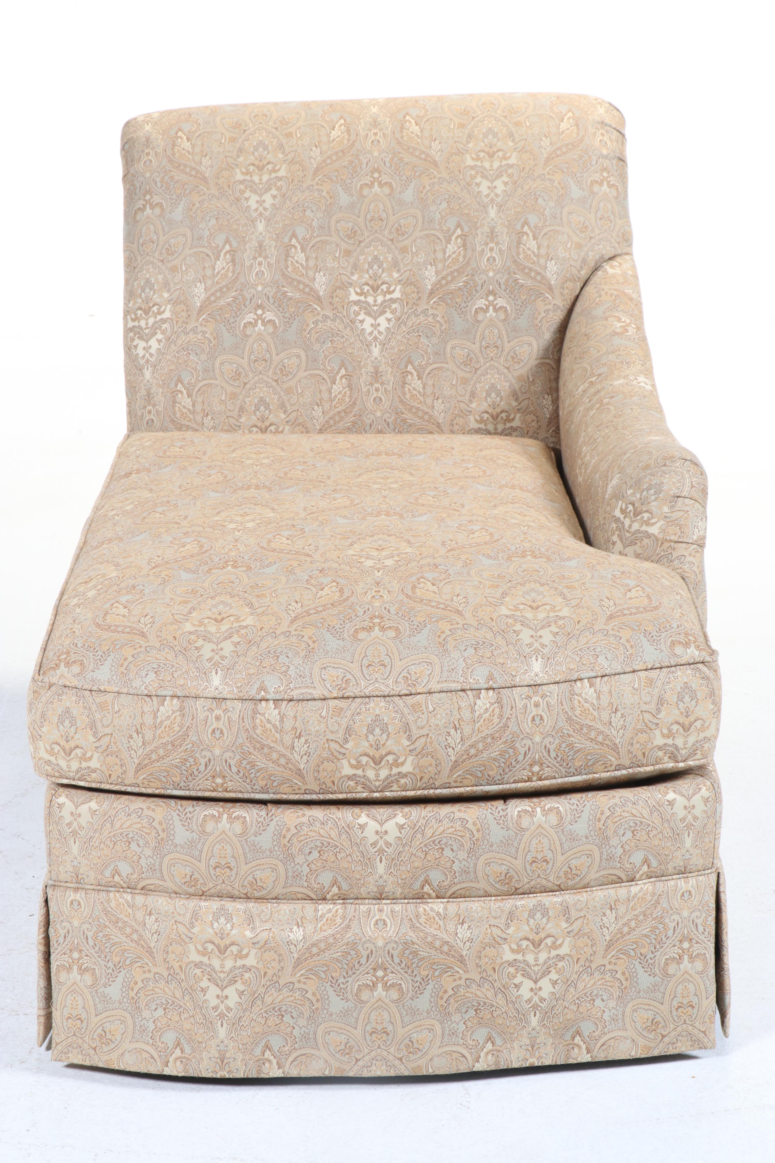 Ethan Allen Paisley Fabric Upholstered Chaise Lounge, 2012