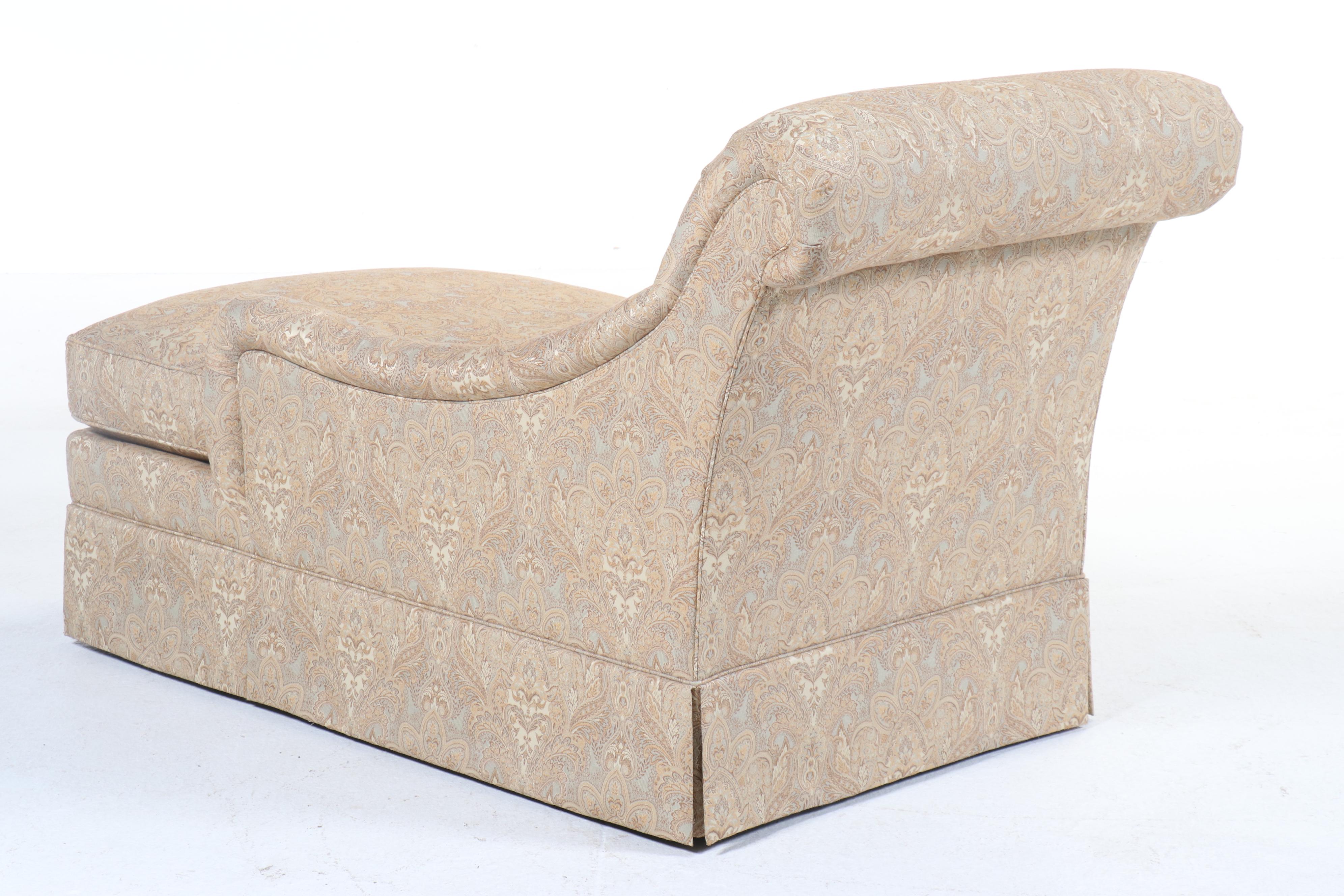 Ethan Allen Paisley Fabric Upholstered Chaise Lounge, 2012
