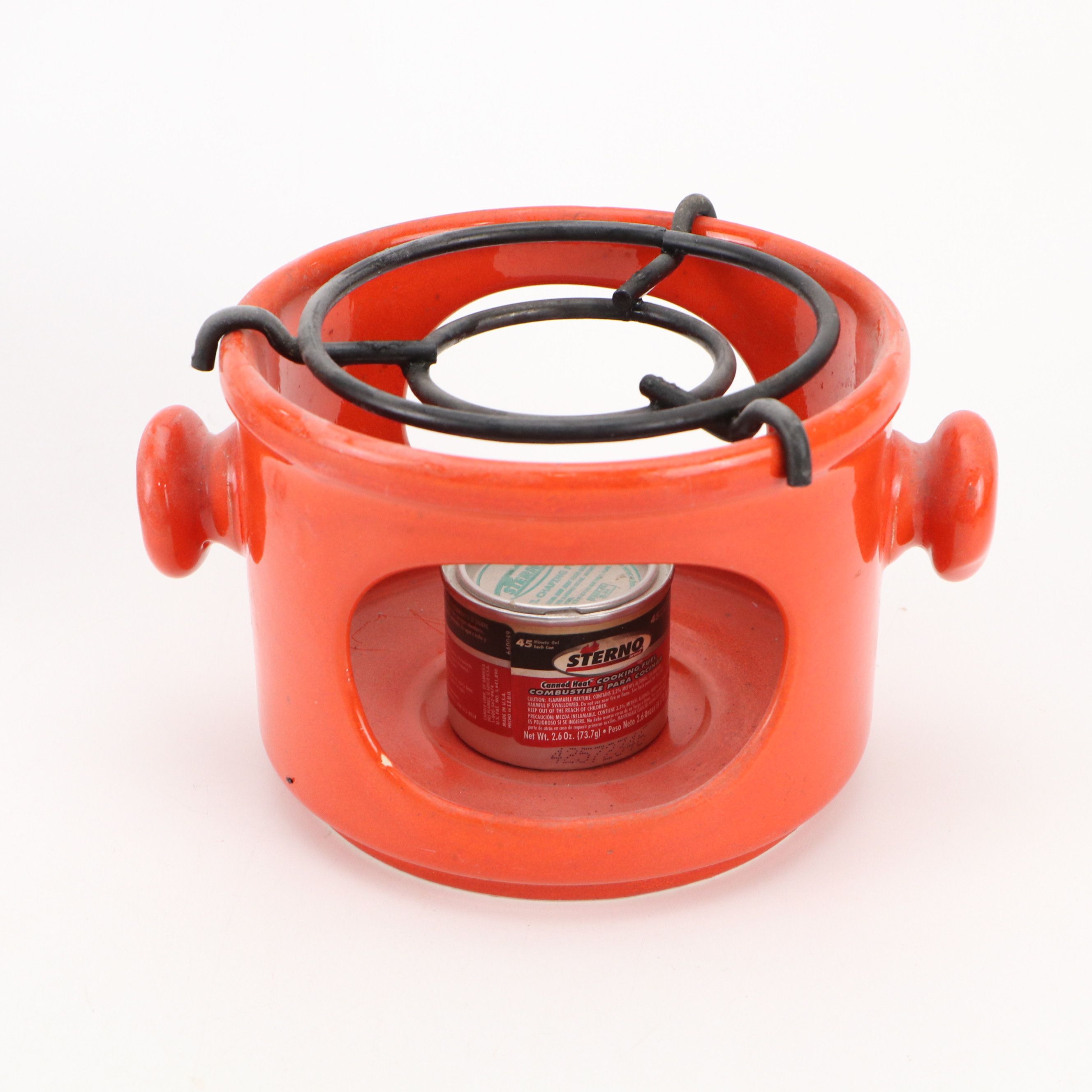 Fondue Set with Metal Skewers, Ceramic Serving Plate, and Sterno Cooking Fuel