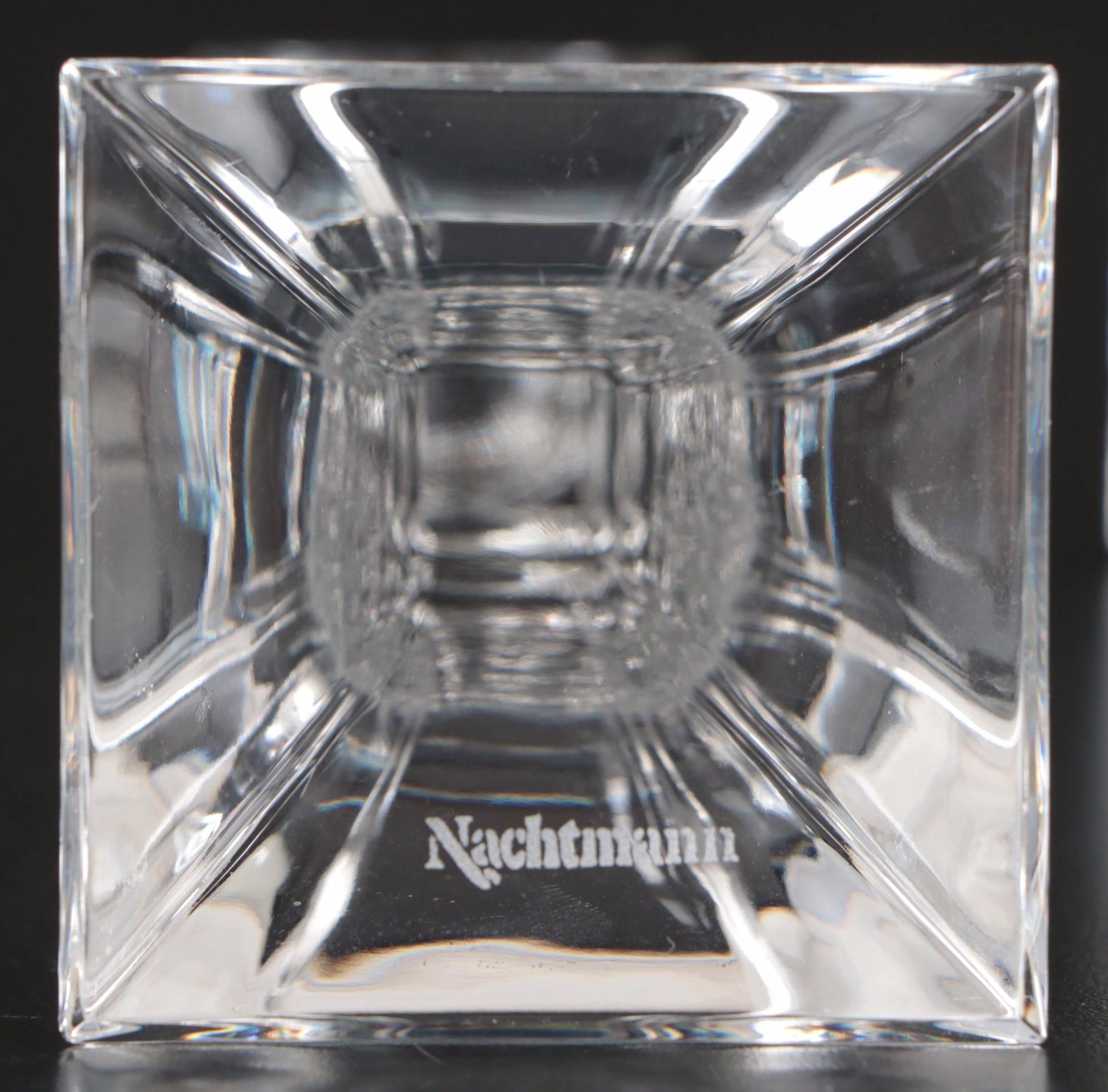 Pair of Nachtmann Crystal Candlesticks with Orrefors "Isabella" Crystal Bowl