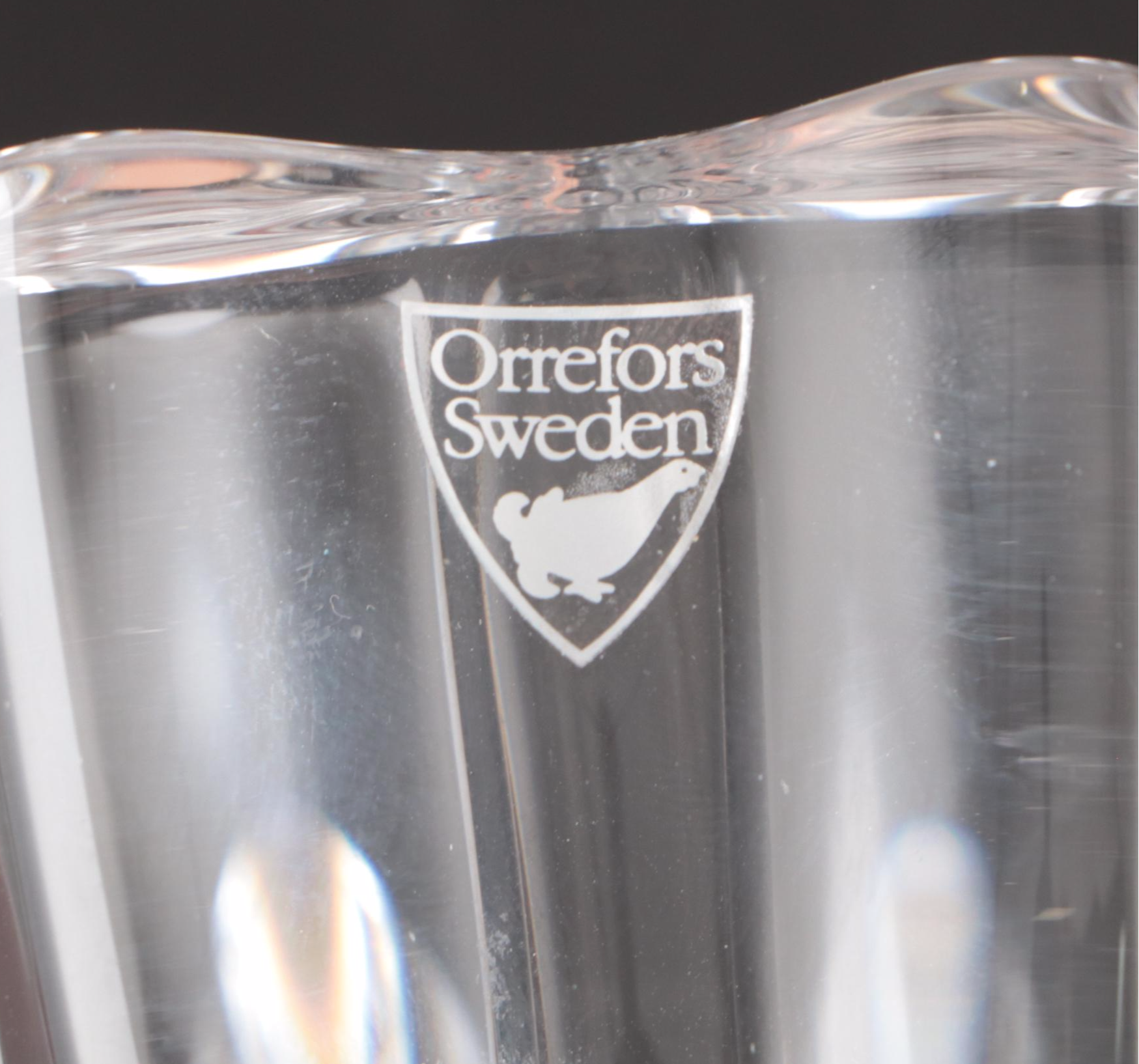 Pair of Nachtmann Crystal Candlesticks with Orrefors "Isabella" Crystal Bowl