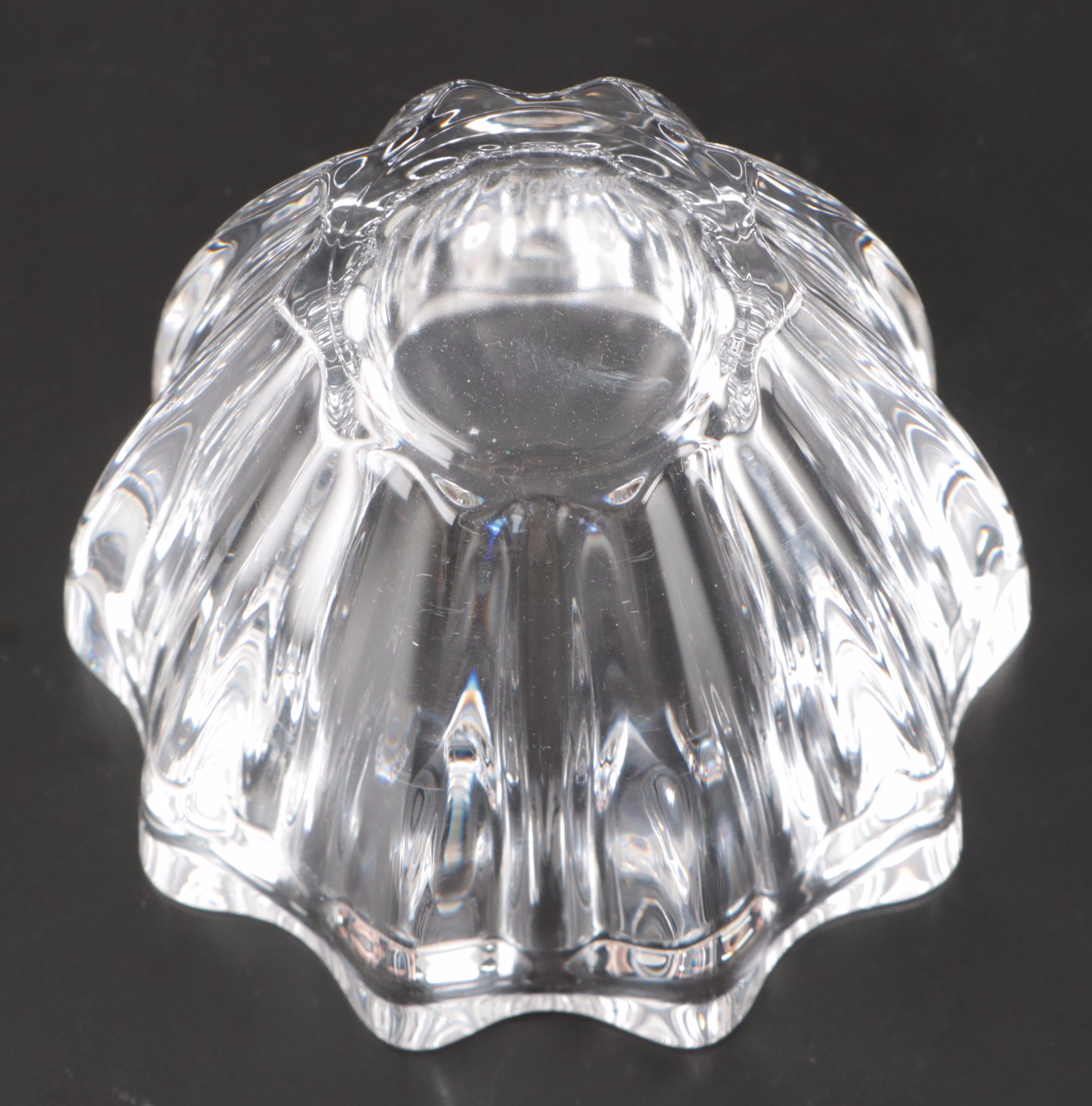 Pair of Nachtmann Crystal Candlesticks with Orrefors "Isabella" Crystal Bowl