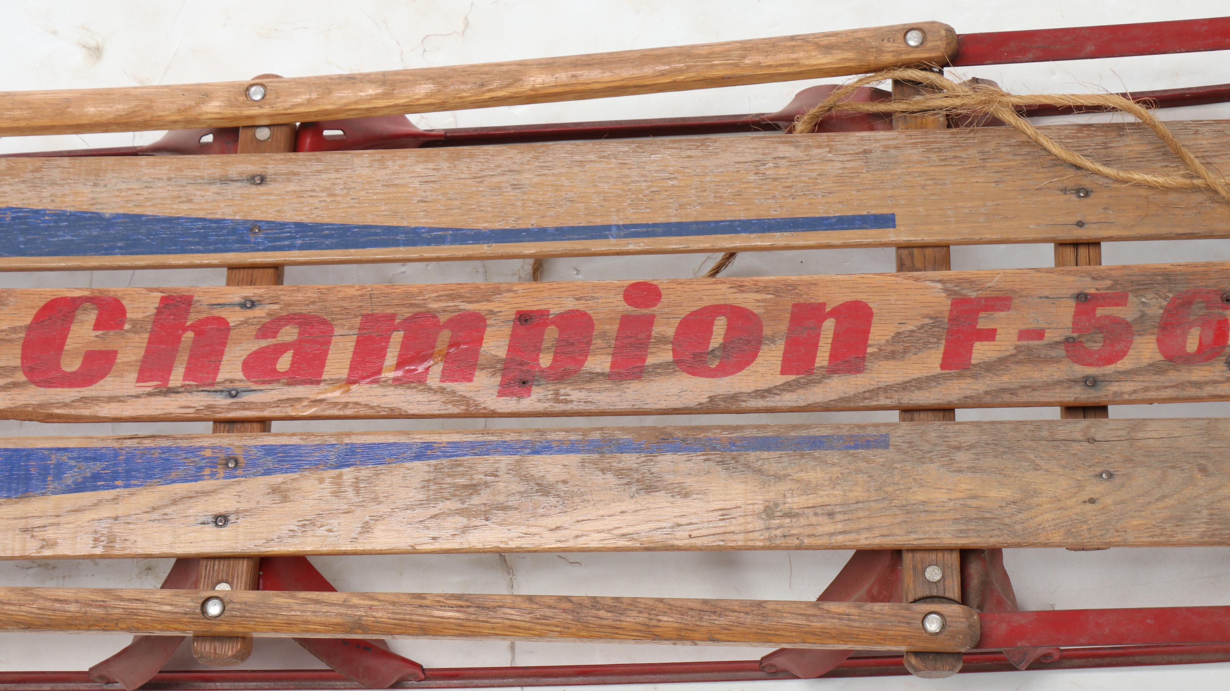 Royal Racer, Kalamazoo Champion F-50 and True Temper Sno Surfer Runner Sleds