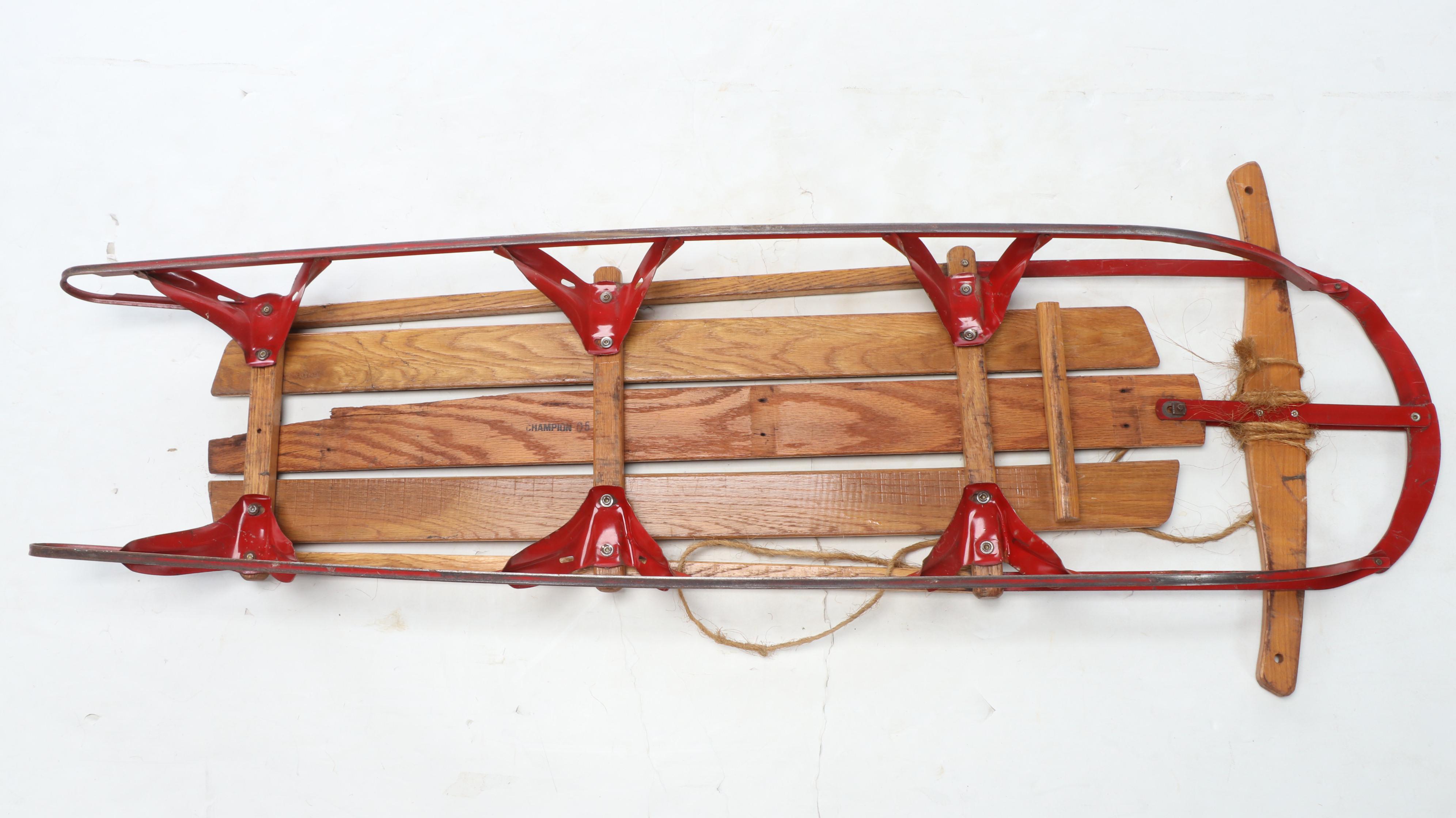 Royal Racer, Kalamazoo Champion F-50 and True Temper Sno Surfer Runner Sleds