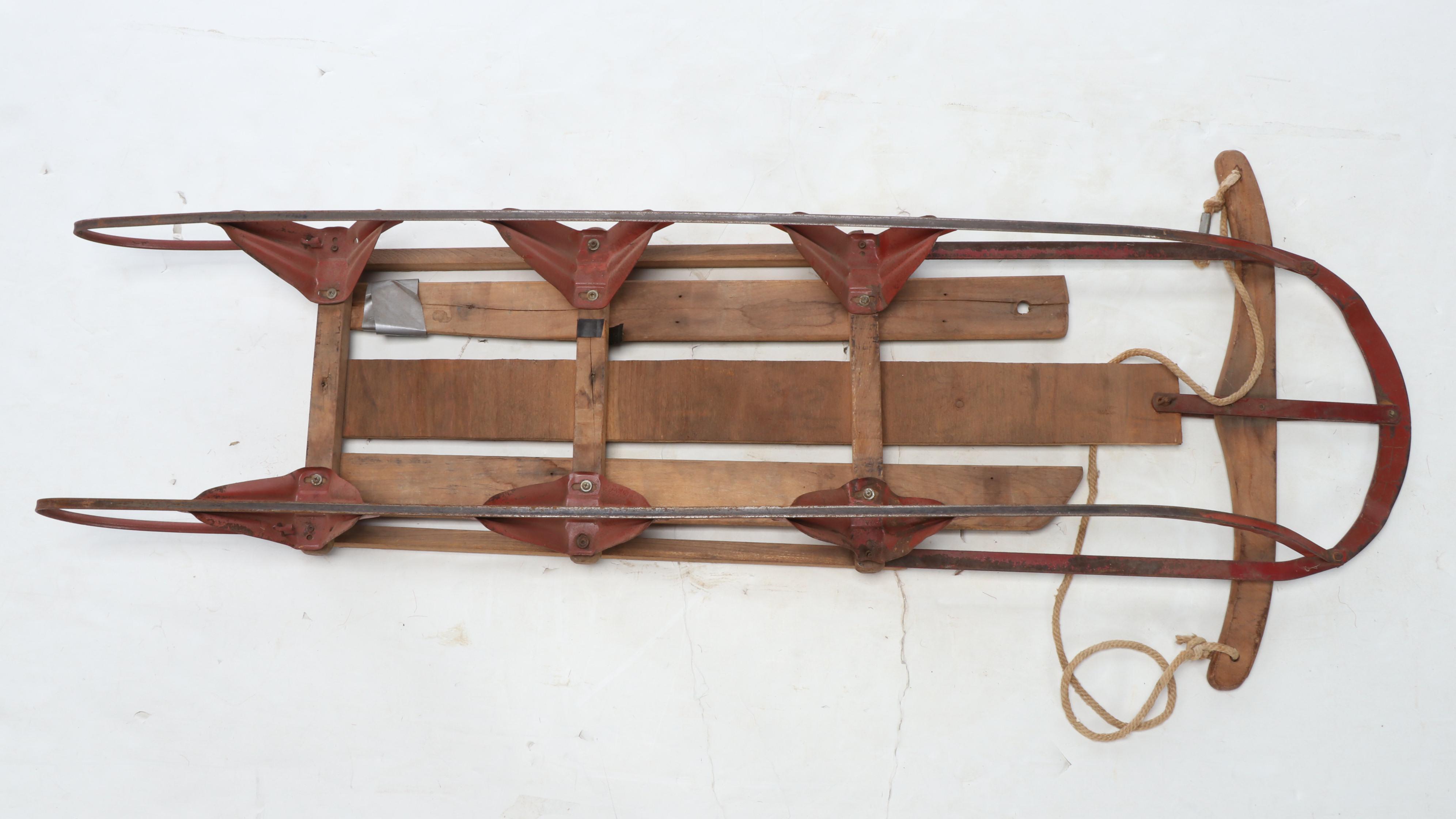 Royal Racer, Kalamazoo Champion F-50 and True Temper Sno Surfer Runner Sleds