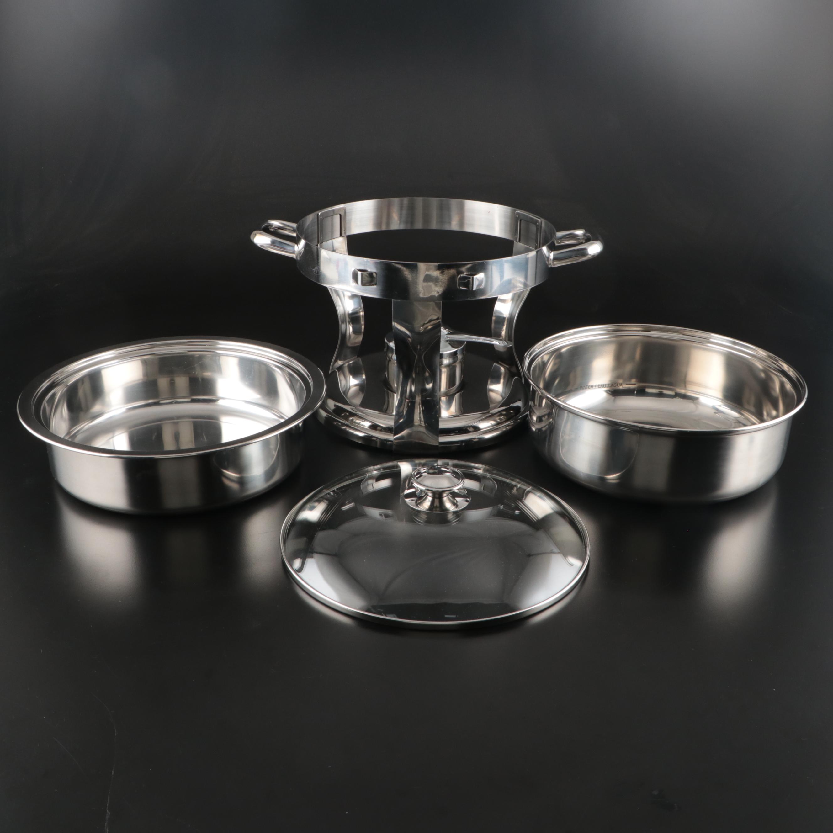 Kirkland 5 Qt Stainless Steel Chafing Dishes with Glass Lids and Lid Holders