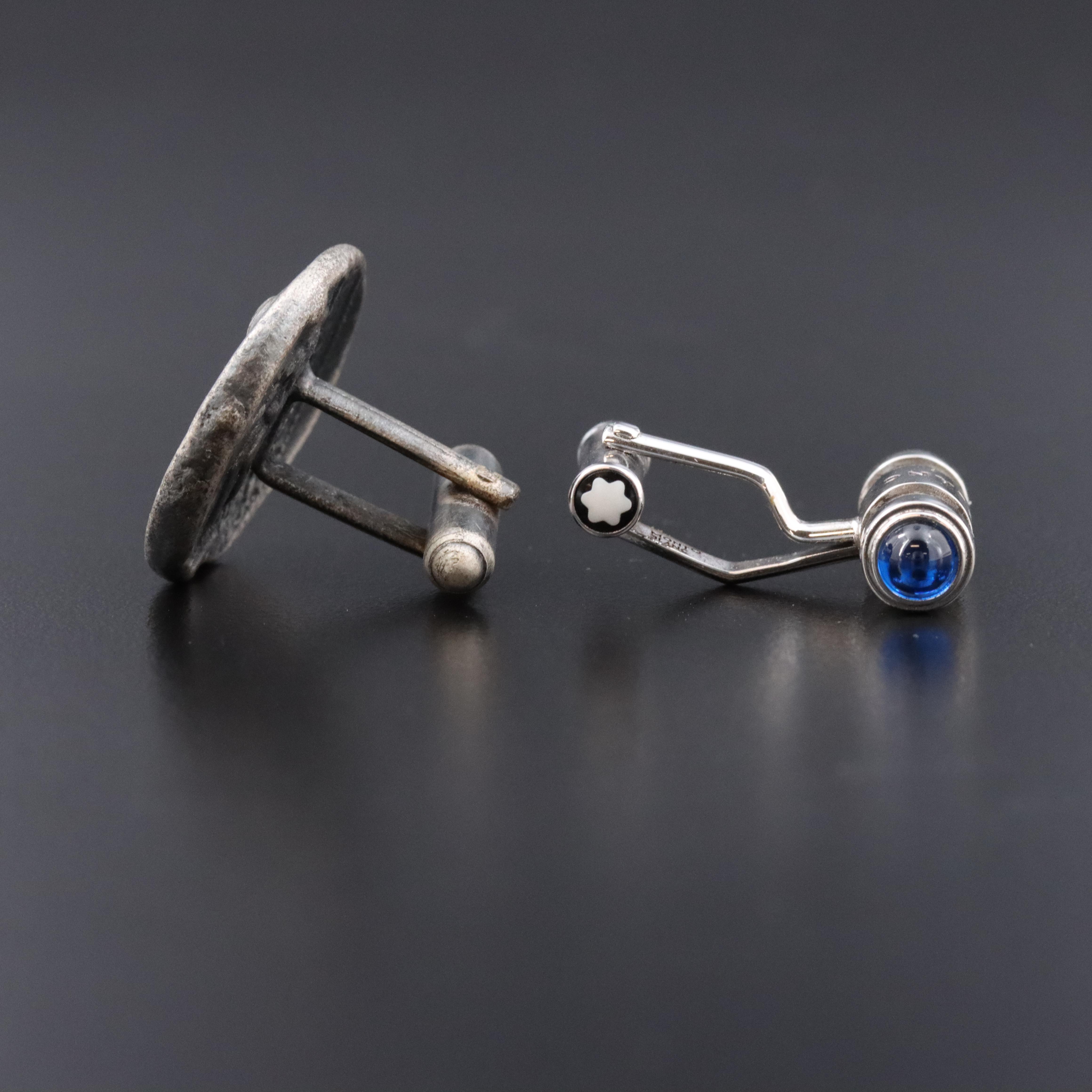 Montblanc Sterling and Replica Drachm Coin Cufflinks