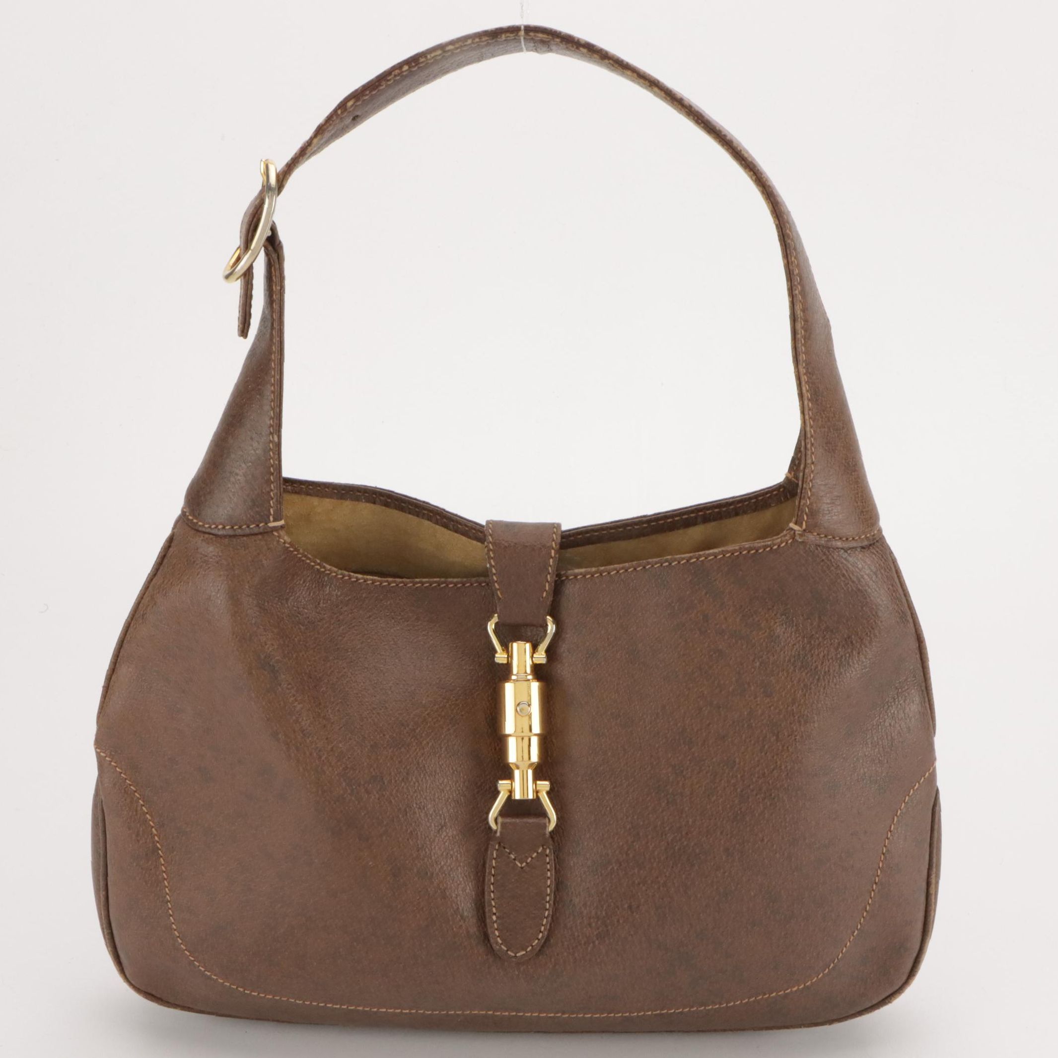 Gucci Jackie Piston Lock Hobo Bag in Leather, 1980s