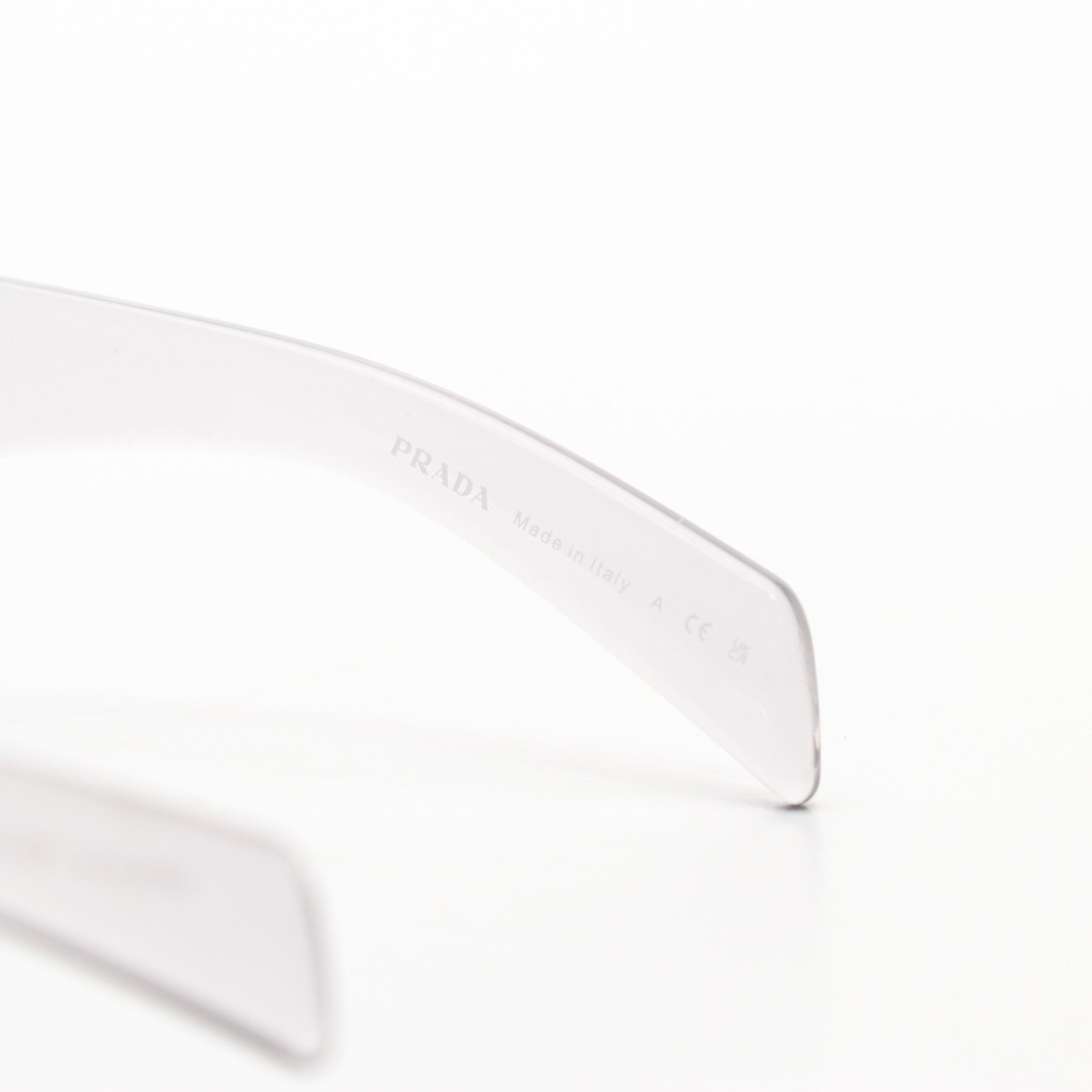 Prada PR A14S Wrap Sunglasses in Transparent Grey with Tag