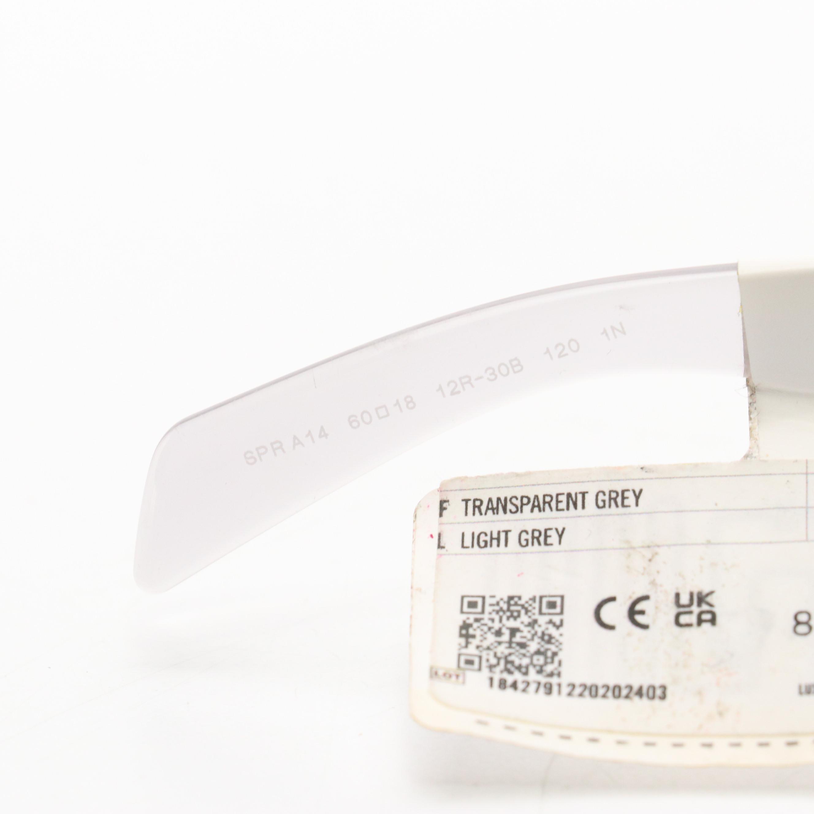 Prada PR A14S Wrap Sunglasses in Transparent Grey with Tag