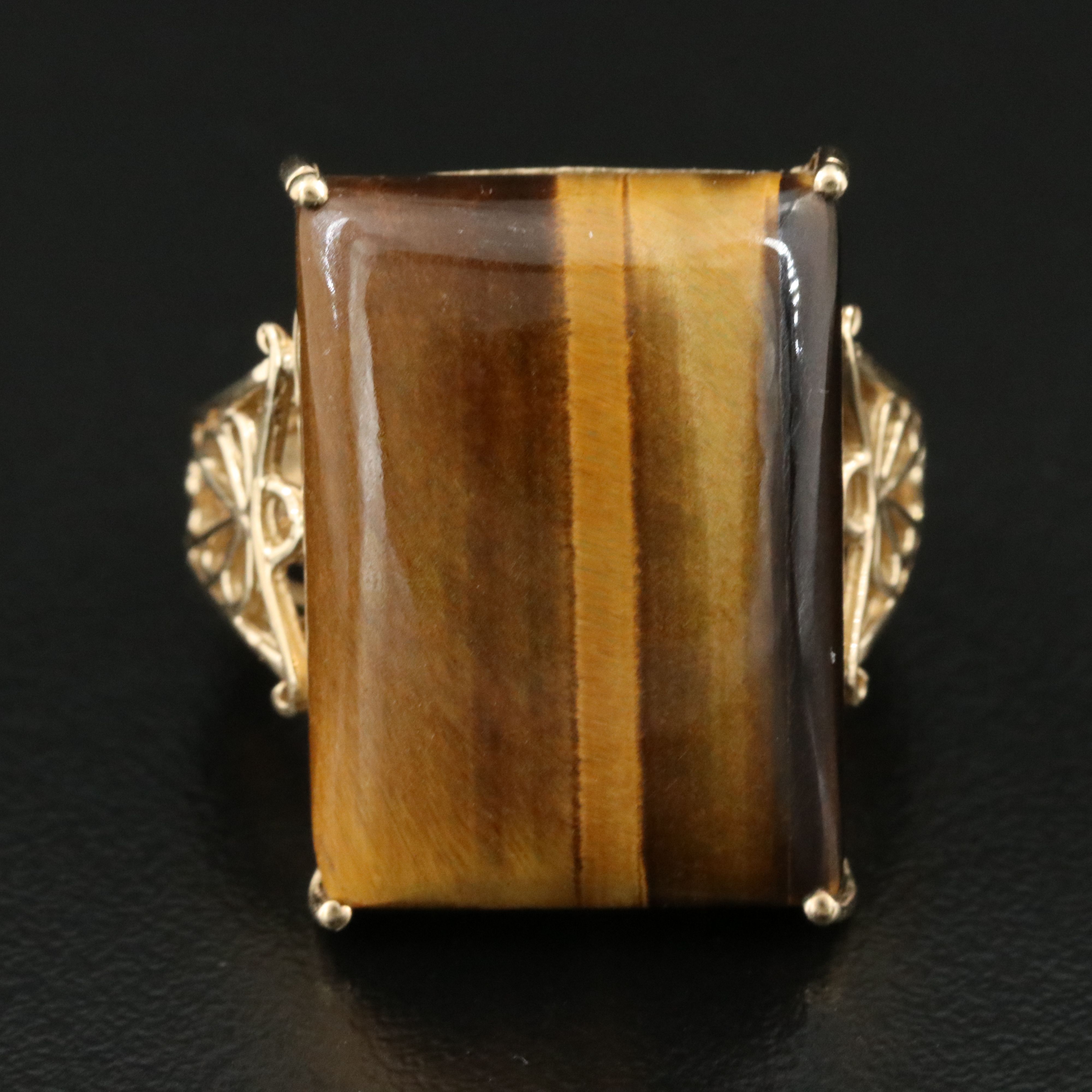 10K Tiger's Eye Ring