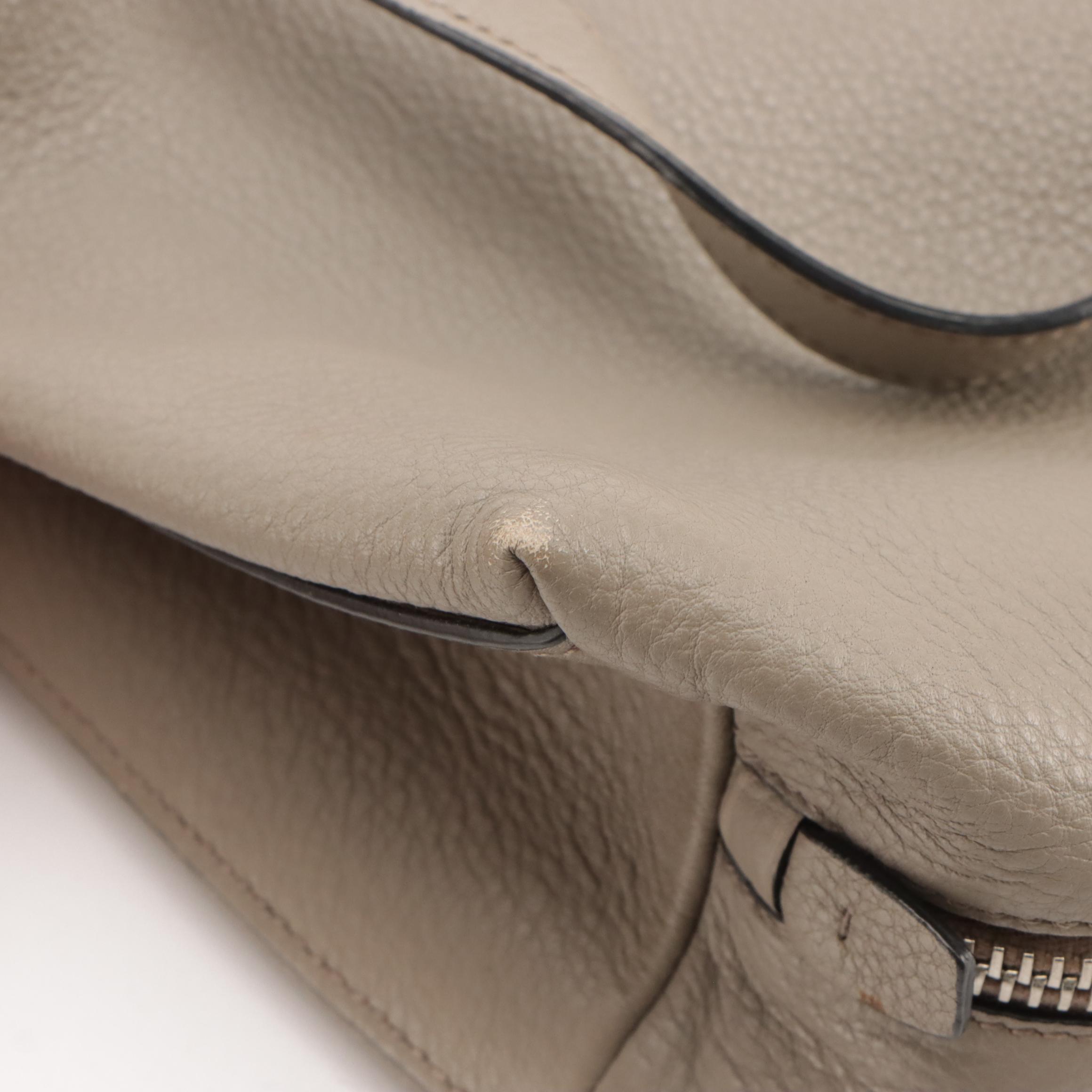 Prada Side-Zip Shoulder Bag in Pebble Grey Grained Leather