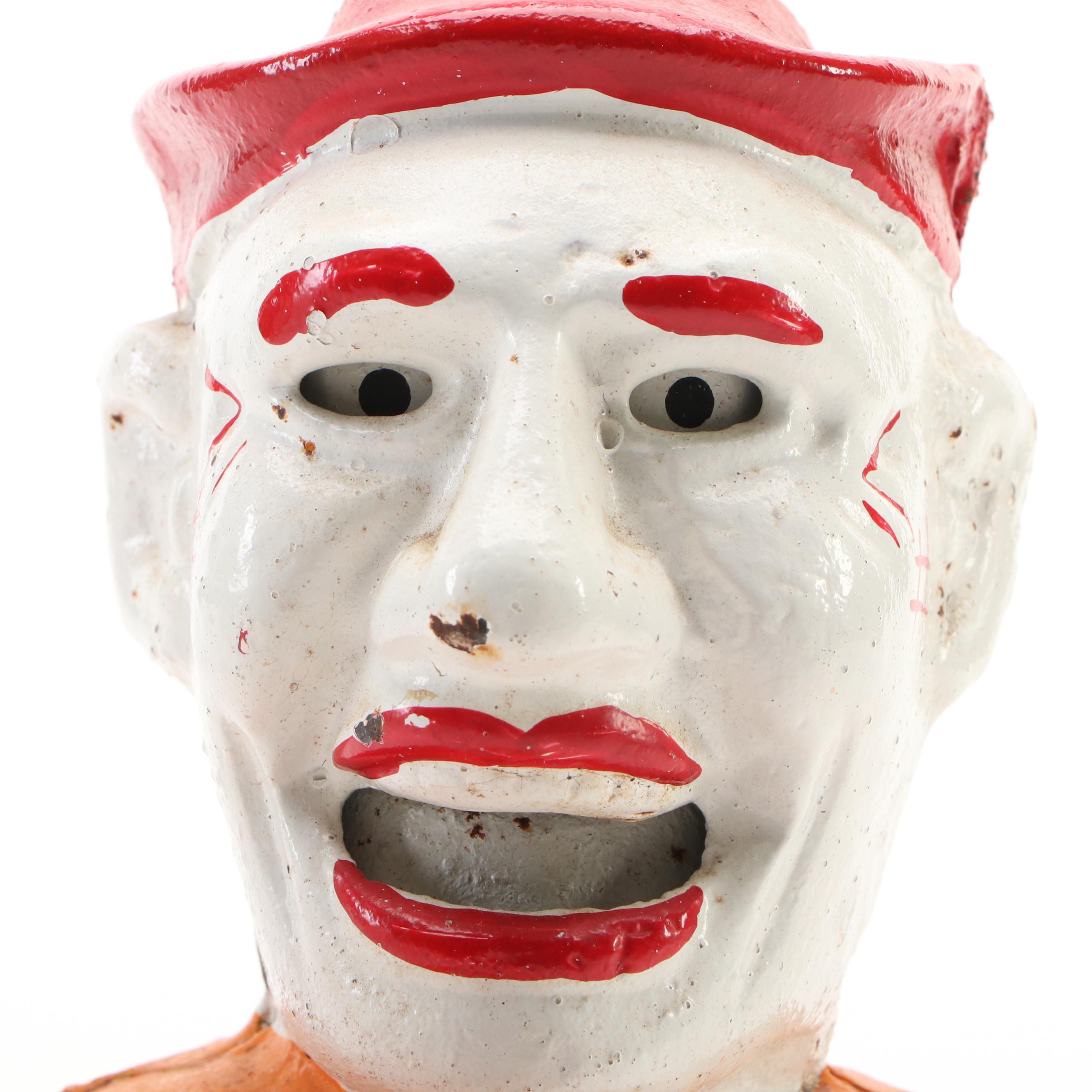 Cold-Painted Cast Iron Humpty-Dumpty Clown Mechanical Bank
