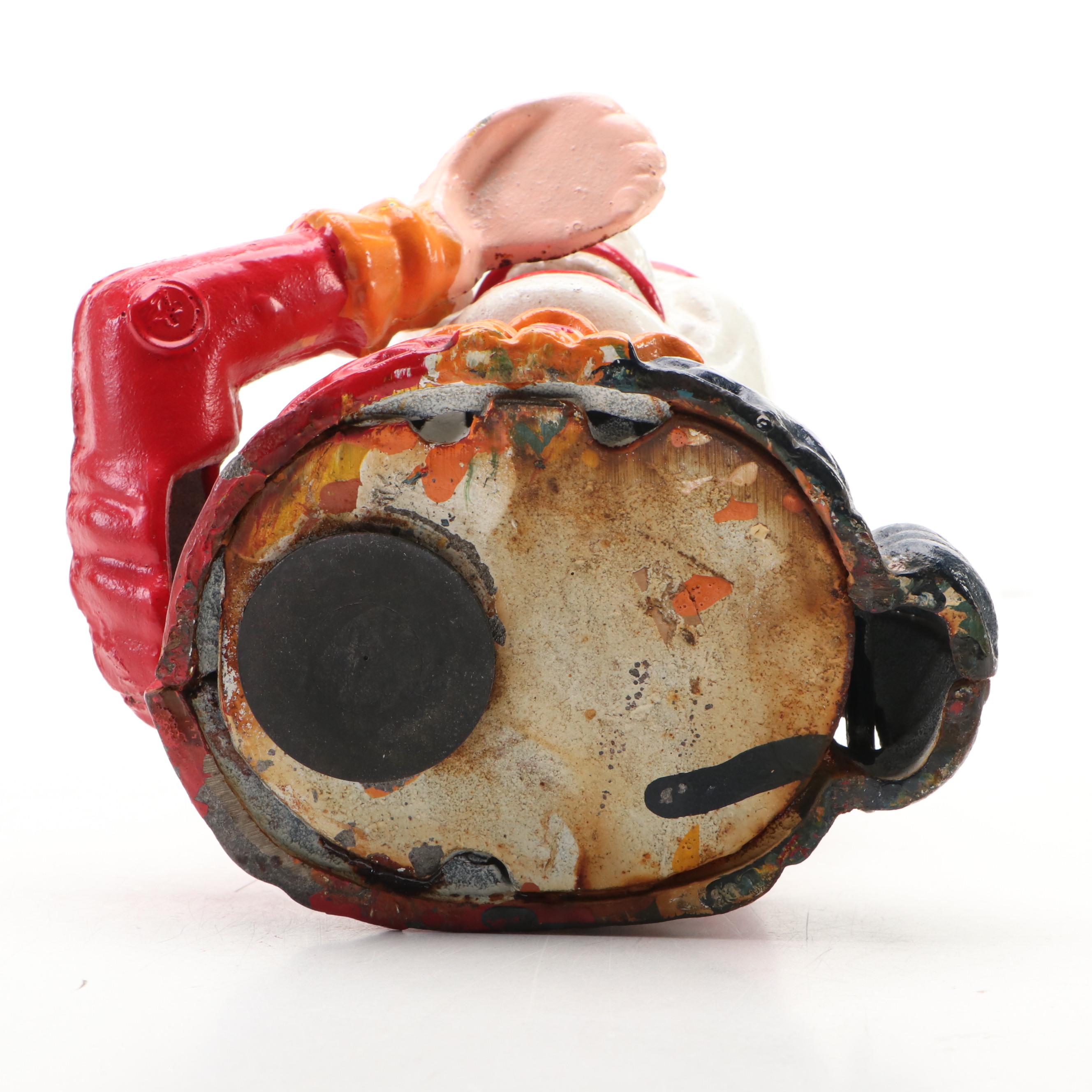 Cold-Painted Cast Iron Humpty-Dumpty Clown Mechanical Bank